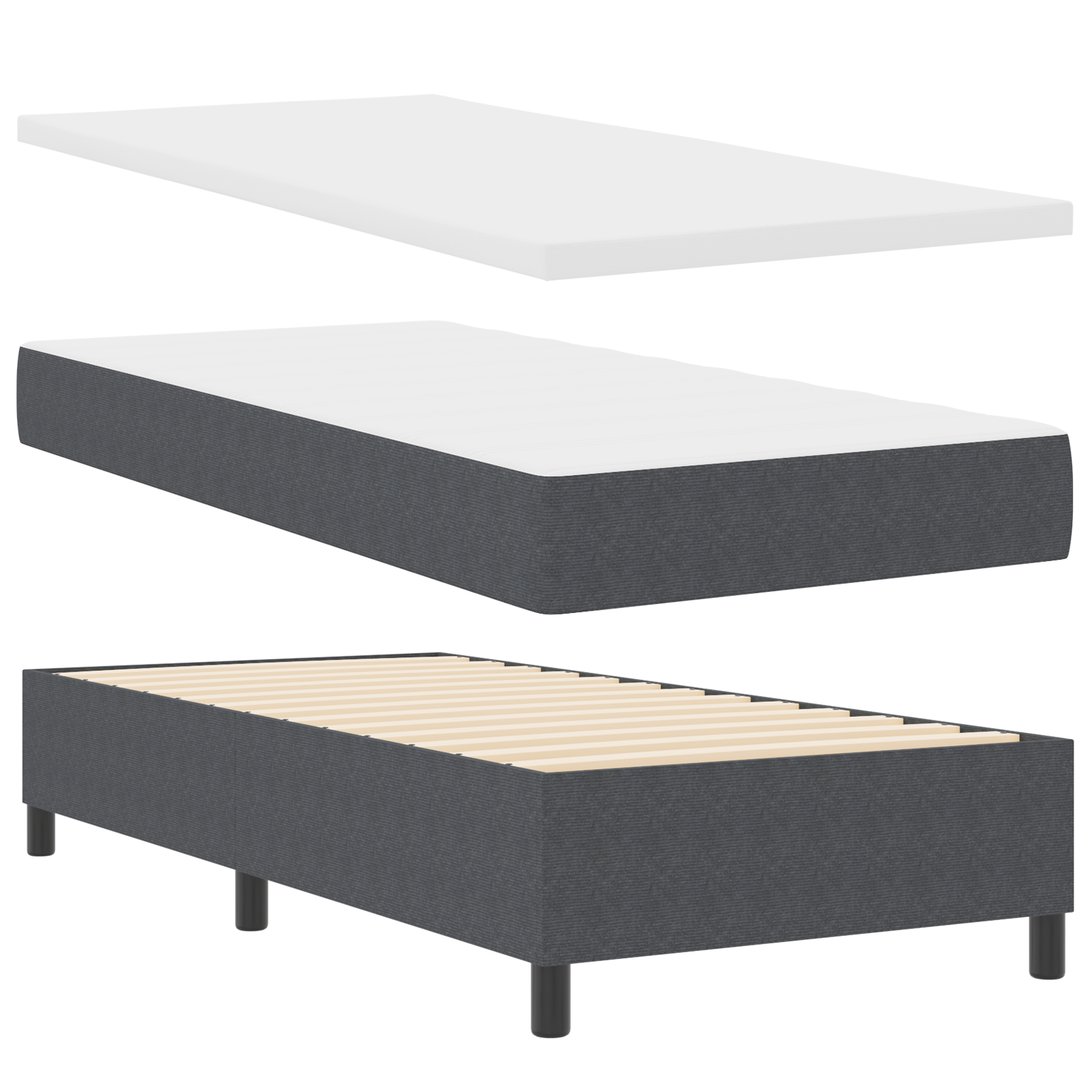 vidaXL Pat cu arcuri Manual Gri închis și alb 203 x 80 x 88 cm vidaXL Pat cu arcuri Manual Gri închis și alb 203 x 80 x 88 cm