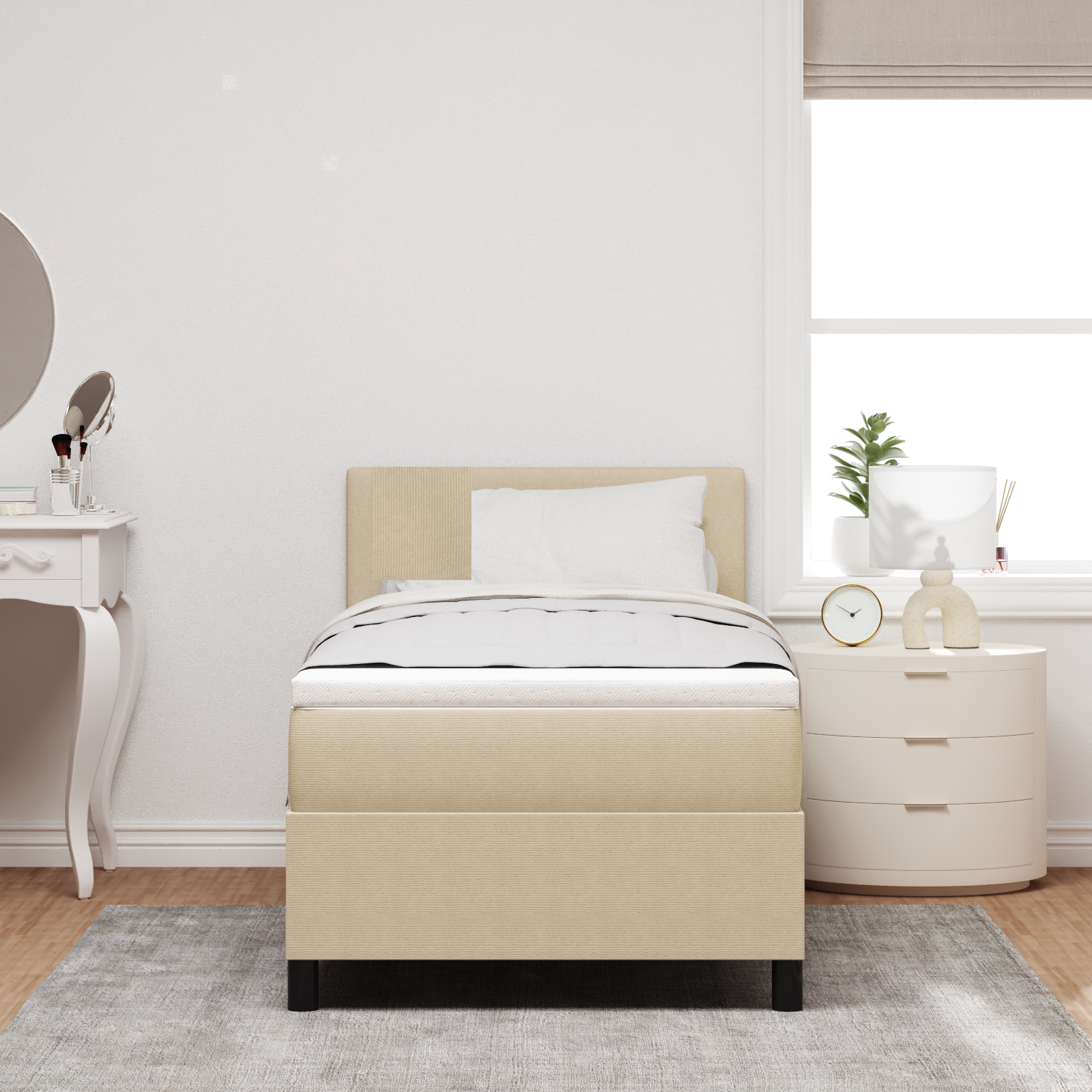 vidaXL Pat cu arcuri Manual Gri deschis și alb. 203 x 80 x 88 cm vidaXL Pat cu arcuri Manual Gri deschis și alb. 203 x 80 x 88 cm