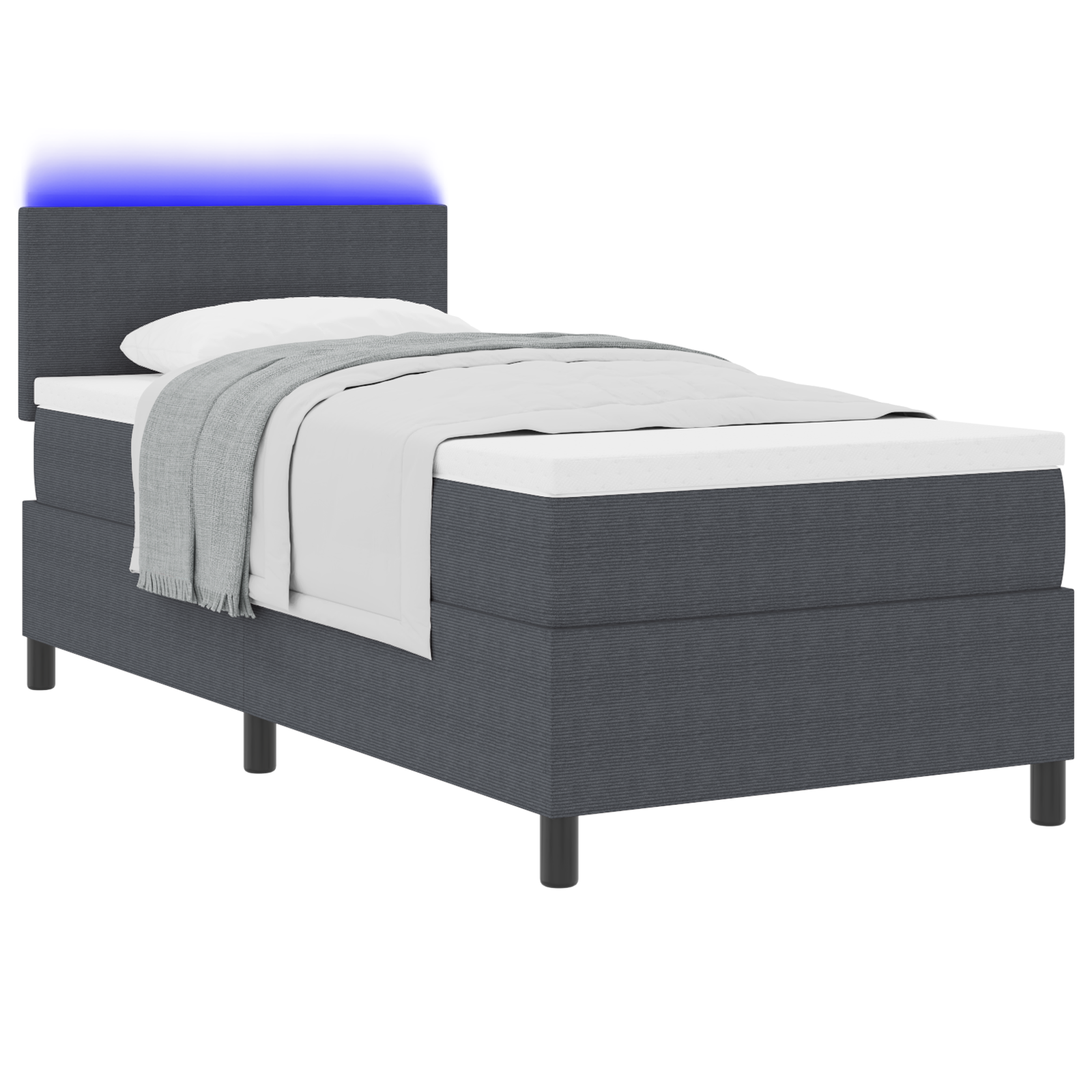 vidaXL Pat cu arcuri Manual Gri închis și alb 193 x 90 x 88 cm vidaXL Pat cu arcuri Manual Gri închis și alb 193 x 90 x 88 cm