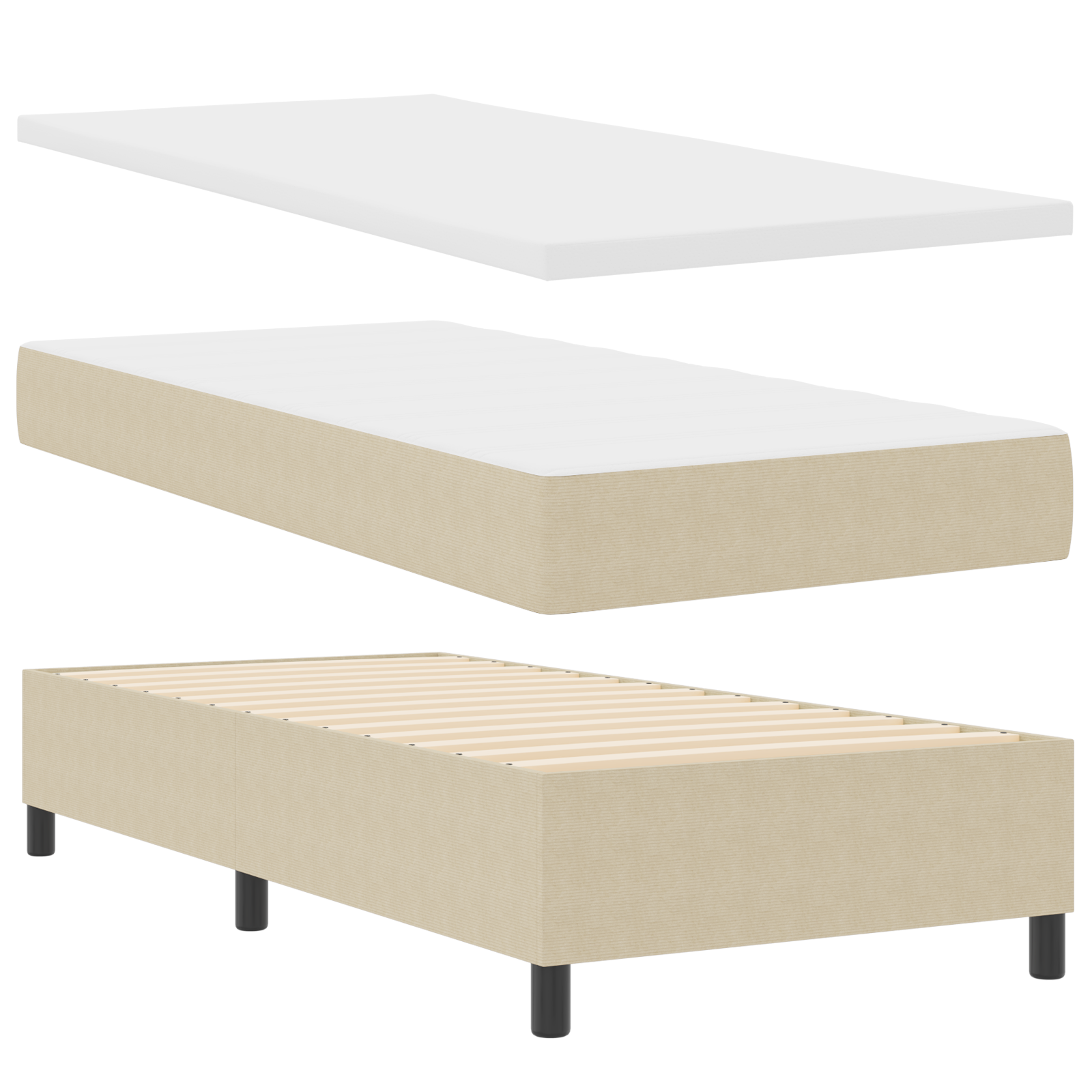 vidaXL Pat cu arcuri Manual Gri deschis și alb. 203 x 90 x 88 cm vidaXL Pat cu arcuri Manual Gri deschis și alb. 203 x 90 x 88 cm