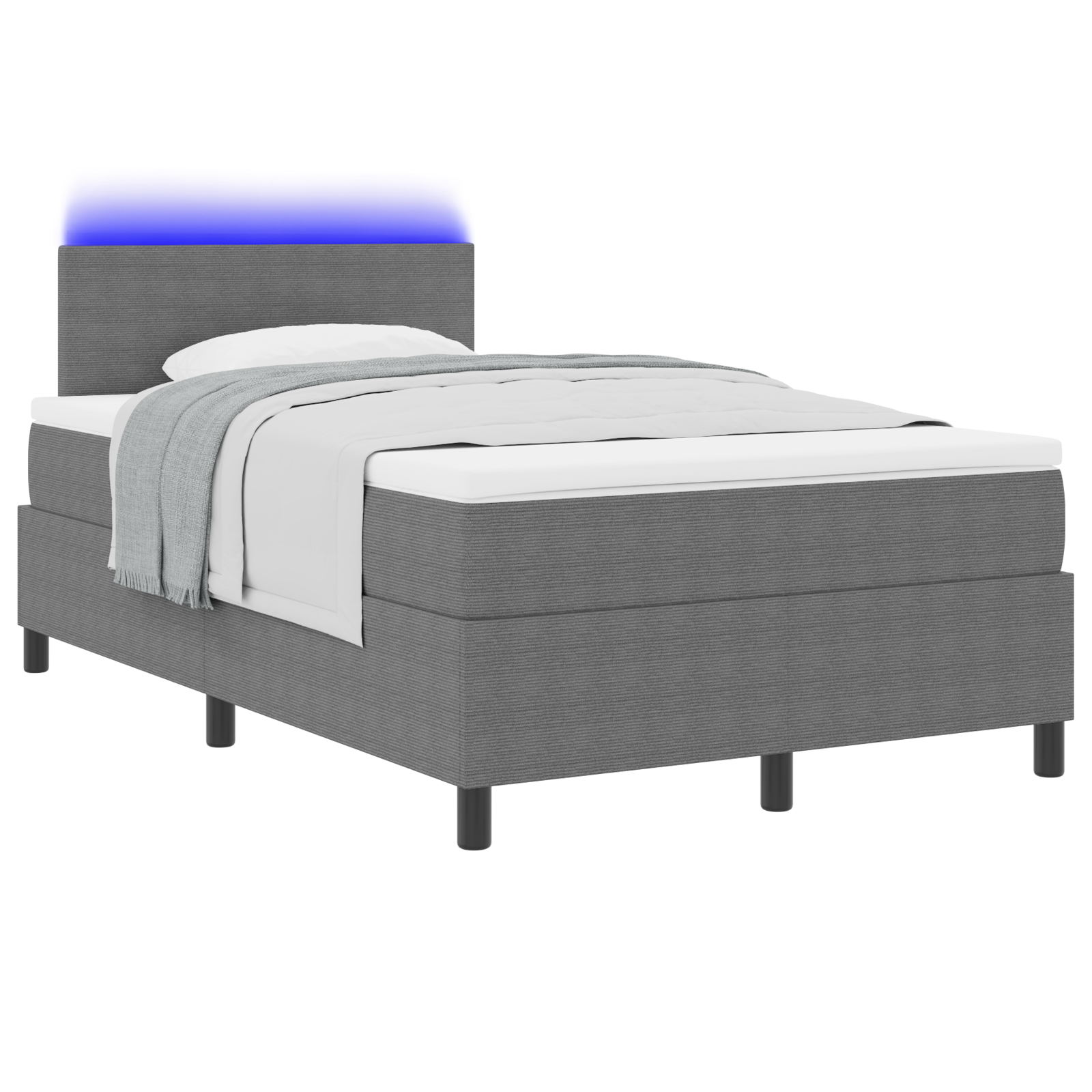 vidaXL Pat cu arcuri Manual Gri deschis și Alb 203 x 120 x 88 cm vidaXL Pat cu arcuri Manual Gri deschis și Alb 203 x 120 x 88 cm