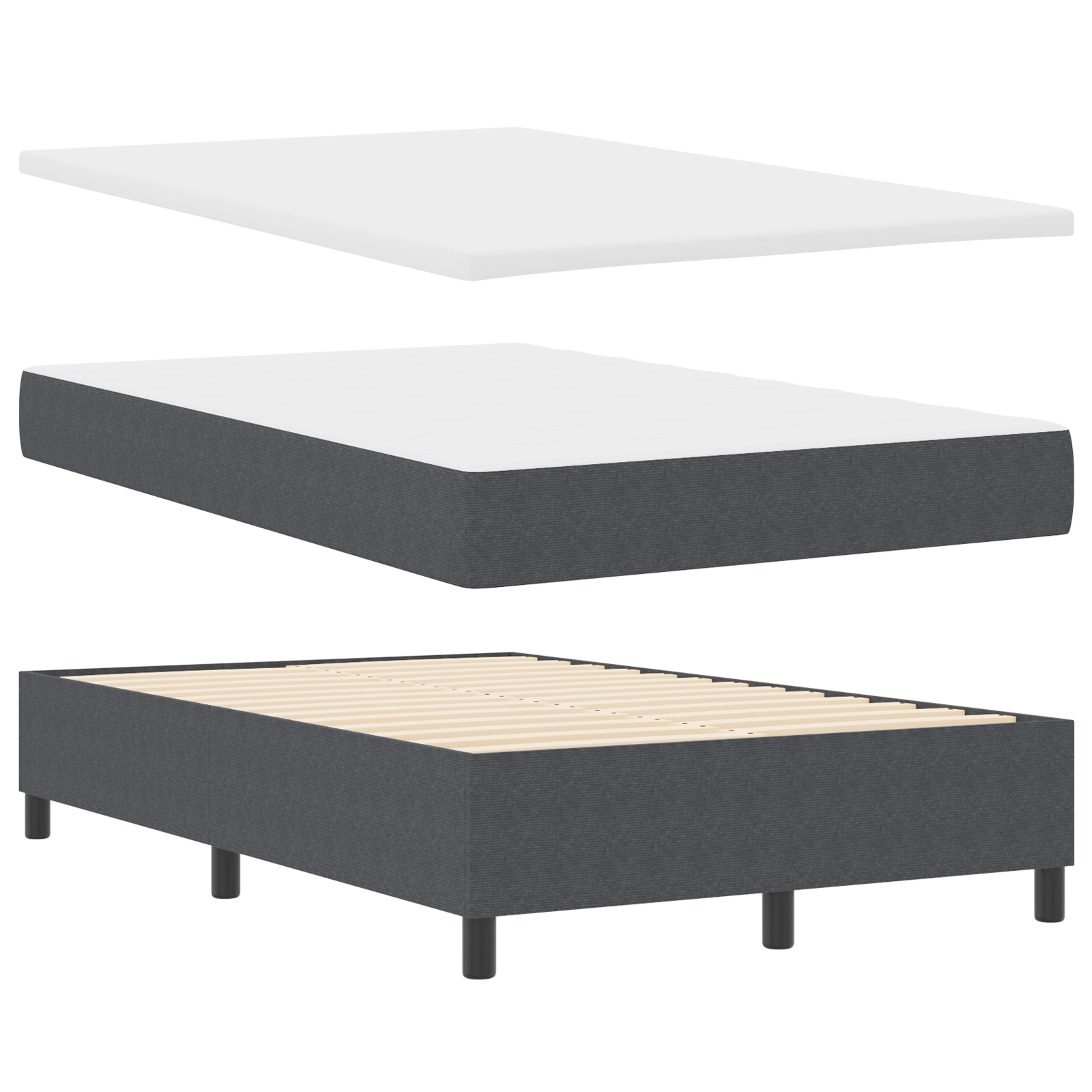 vidaXL Pat cu arcuri Manual Gri închis și Alb 203 x 120 x 88 cm vidaXL Pat cu arcuri Manual Gri închis și Alb 203 x 120 x 88 cm