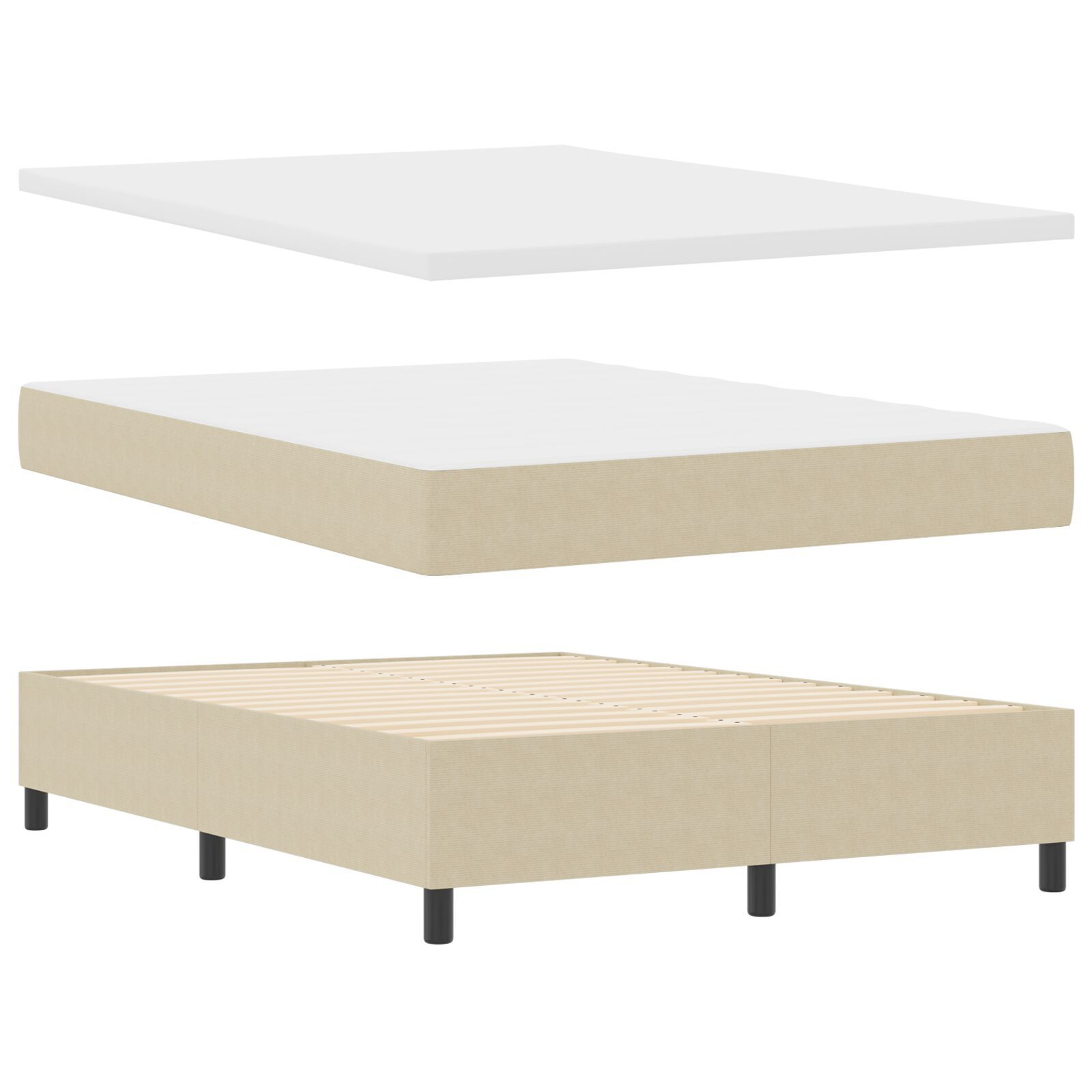 vidaXL Pat cu arcuri Manual Gri deschis și alb. 203 x 144 x 88 cm