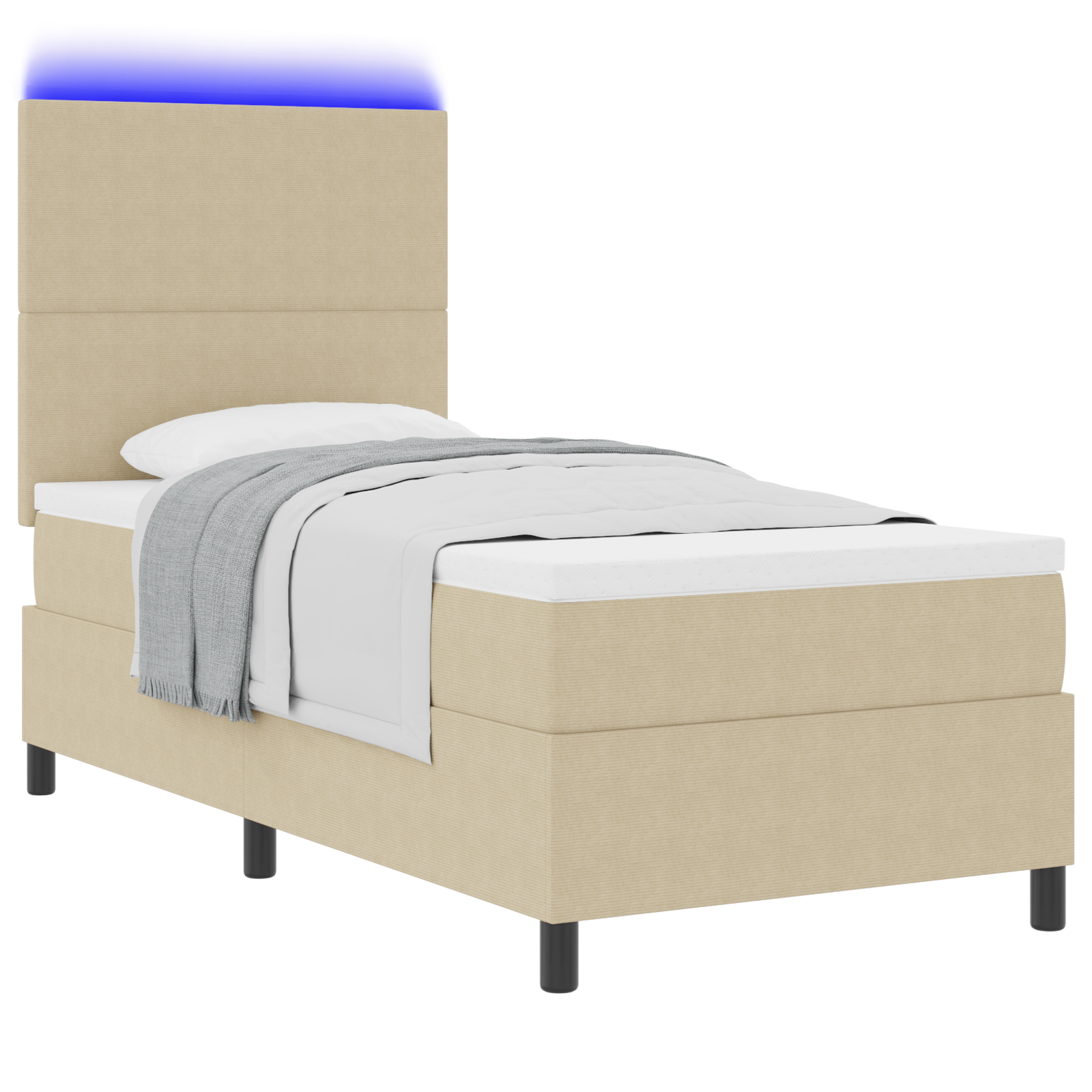 vidaXL Pat cu arcuri Manual Gri deschis și alb. 203 x 100 x 128 cm vidaXL Pat cu arcuri Manual Gri deschis și alb. 203 x 100 x 128 cm