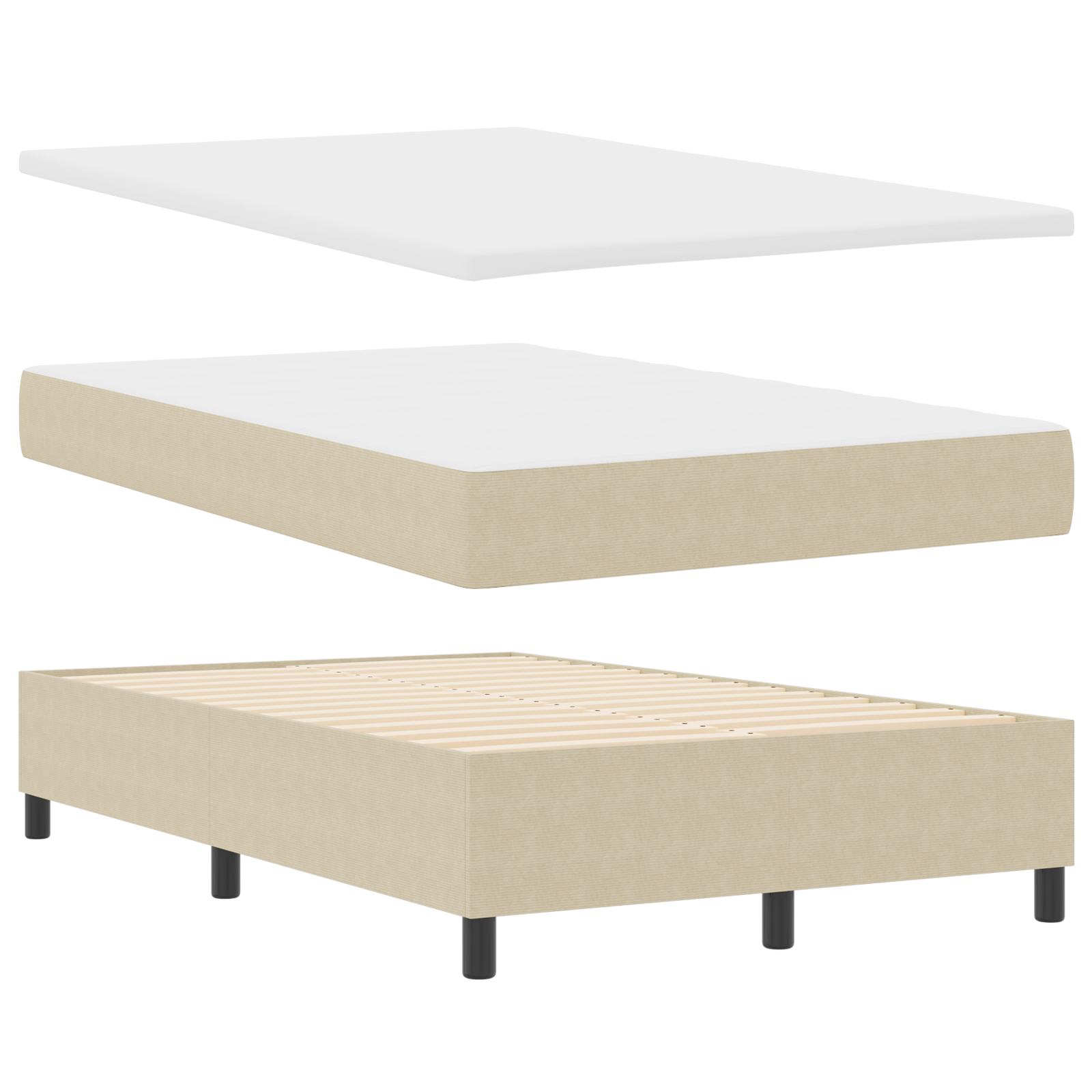 vidaXL Pat cu arcuri Manual Gri deschis și alb. 203 x 120 x 128 cm vidaXL Pat cu arcuri Manual Gri deschis și alb. 203 x 120 x 128 cm