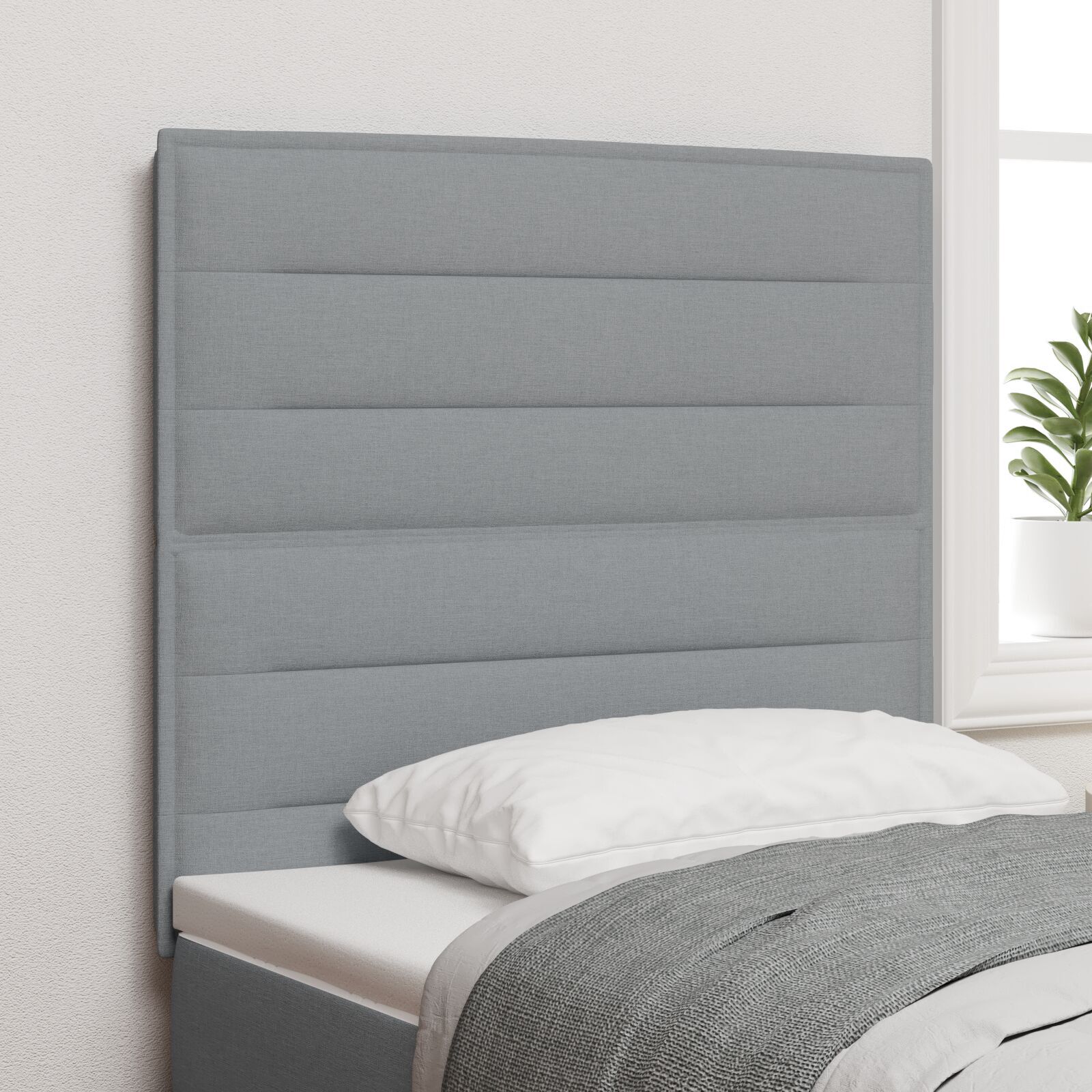 vidaXL Tăblie cap cu headboard Manual Gri deschis 100 cm țesătură