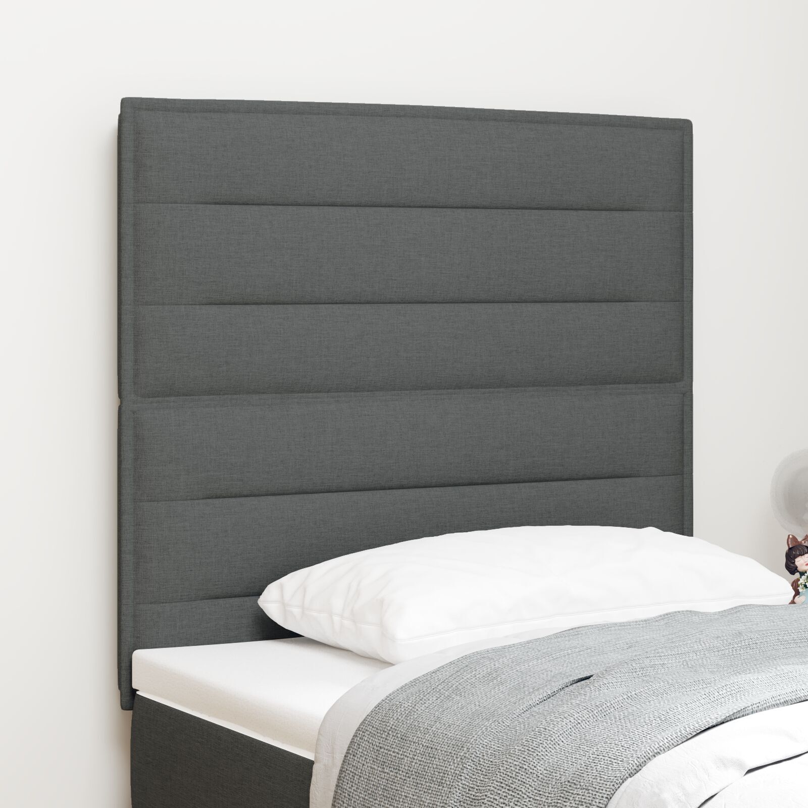vidaXL Tăblie cap cu headboard Manual Gri închis 100 cm țesătură