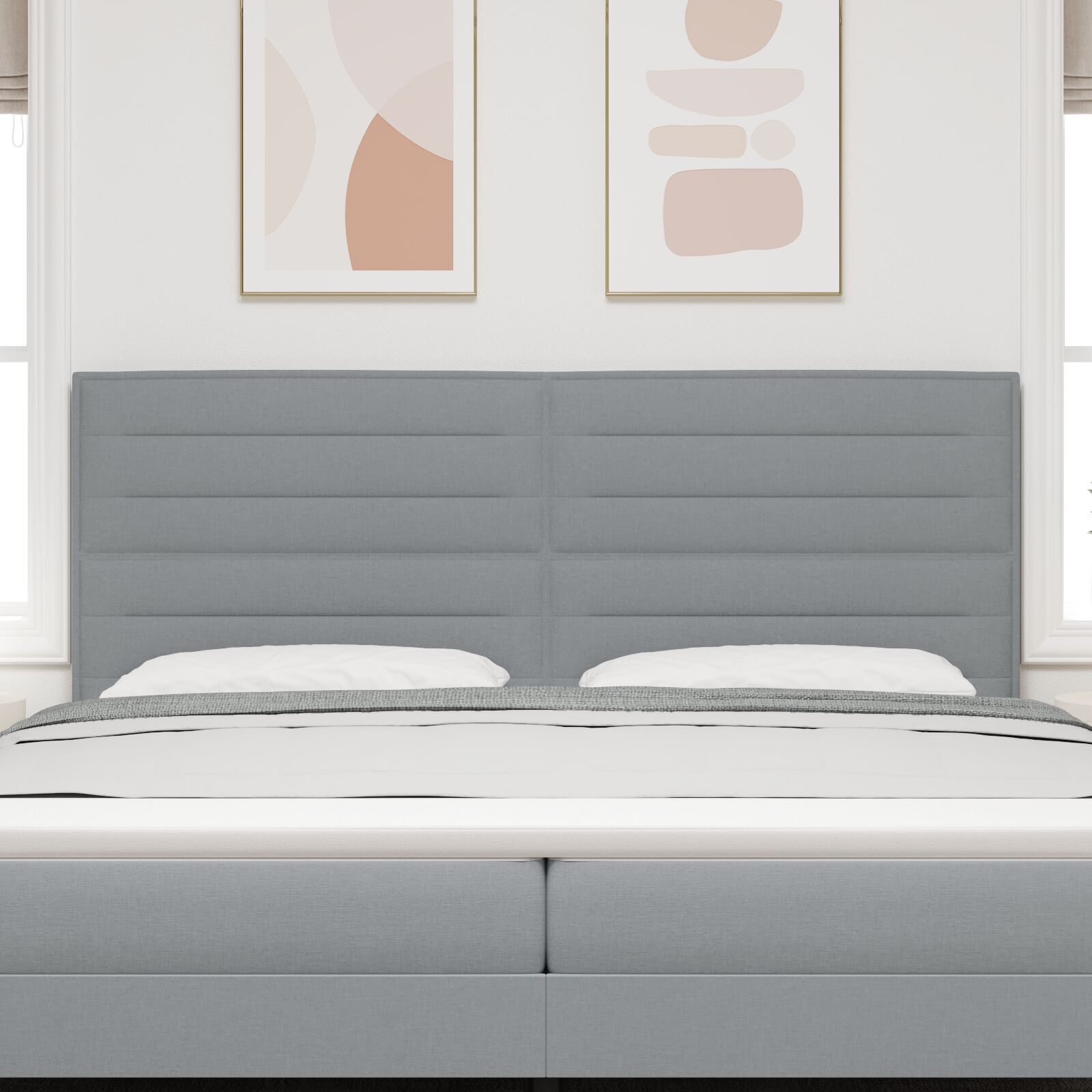vidaXL Tăblie cap cu headboard Manual Gri deschis 200 cm țesătură