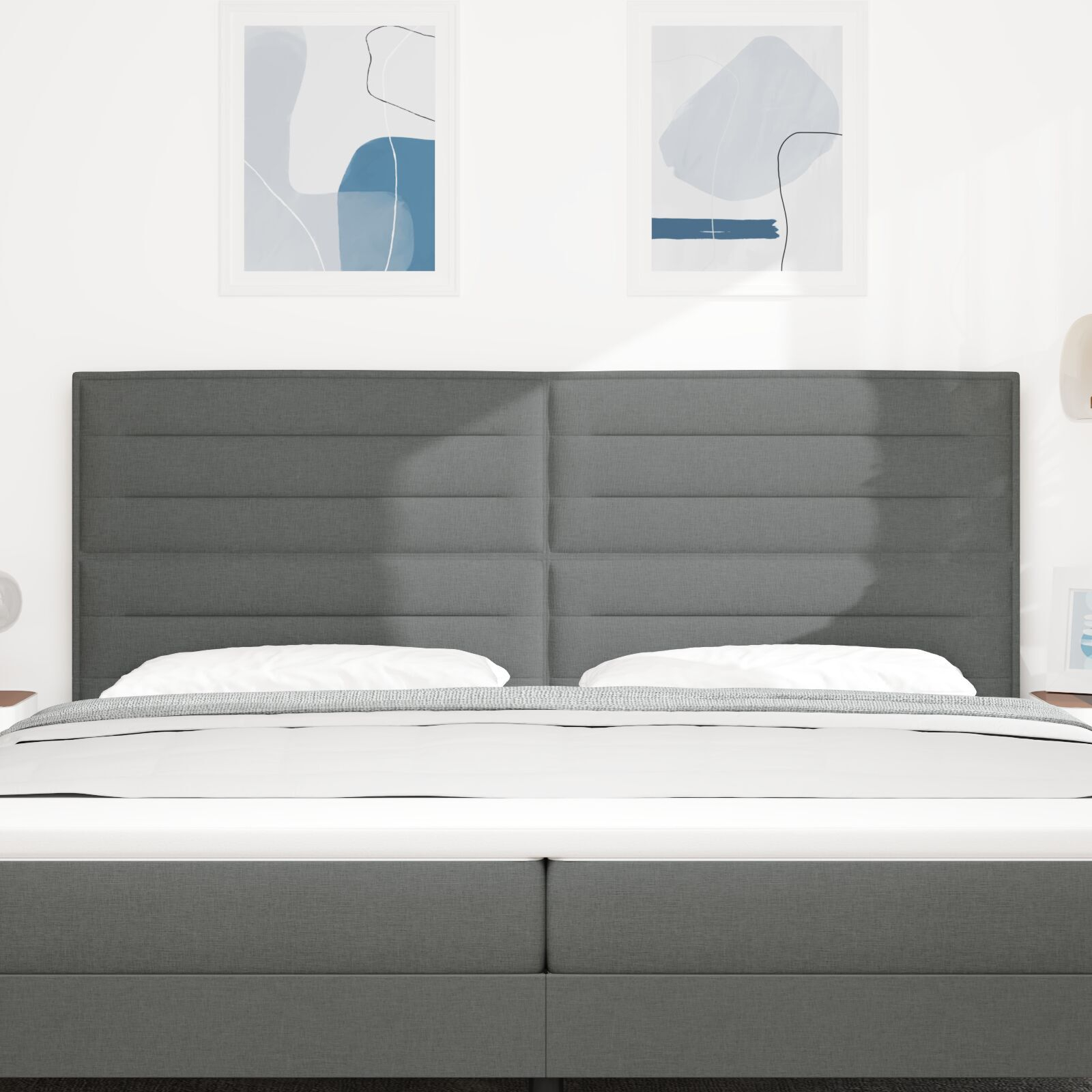 vidaXL Tăblie cap cu headboard Manual Gri închis 200 cm țesătură