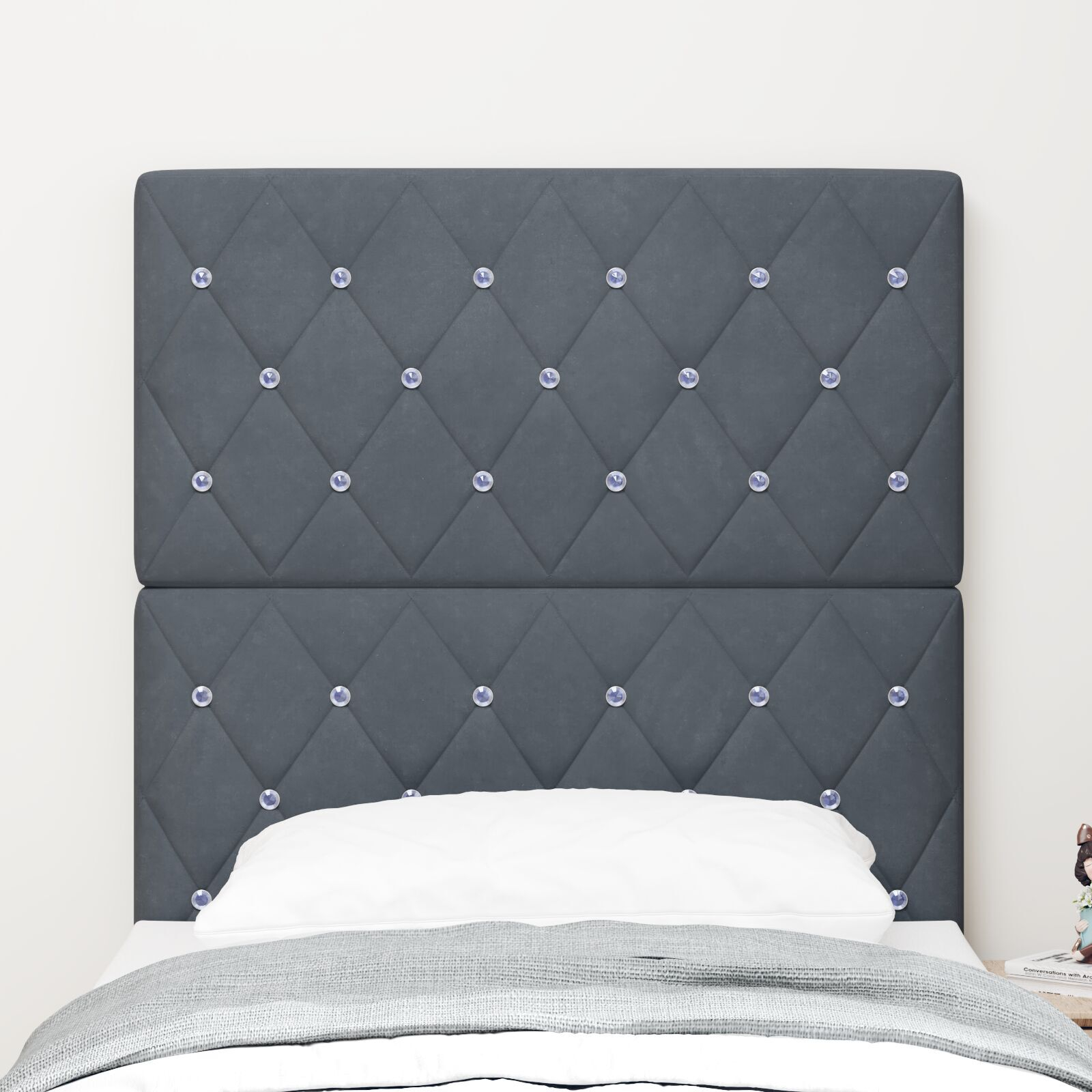 vidaXL Tăblie din Catifea Argyle cu headboard Gri închis 80 cm Catifea vidaXL Tăblie din Catifea Argyle cu headboard Gri închis 80 cm Catifea