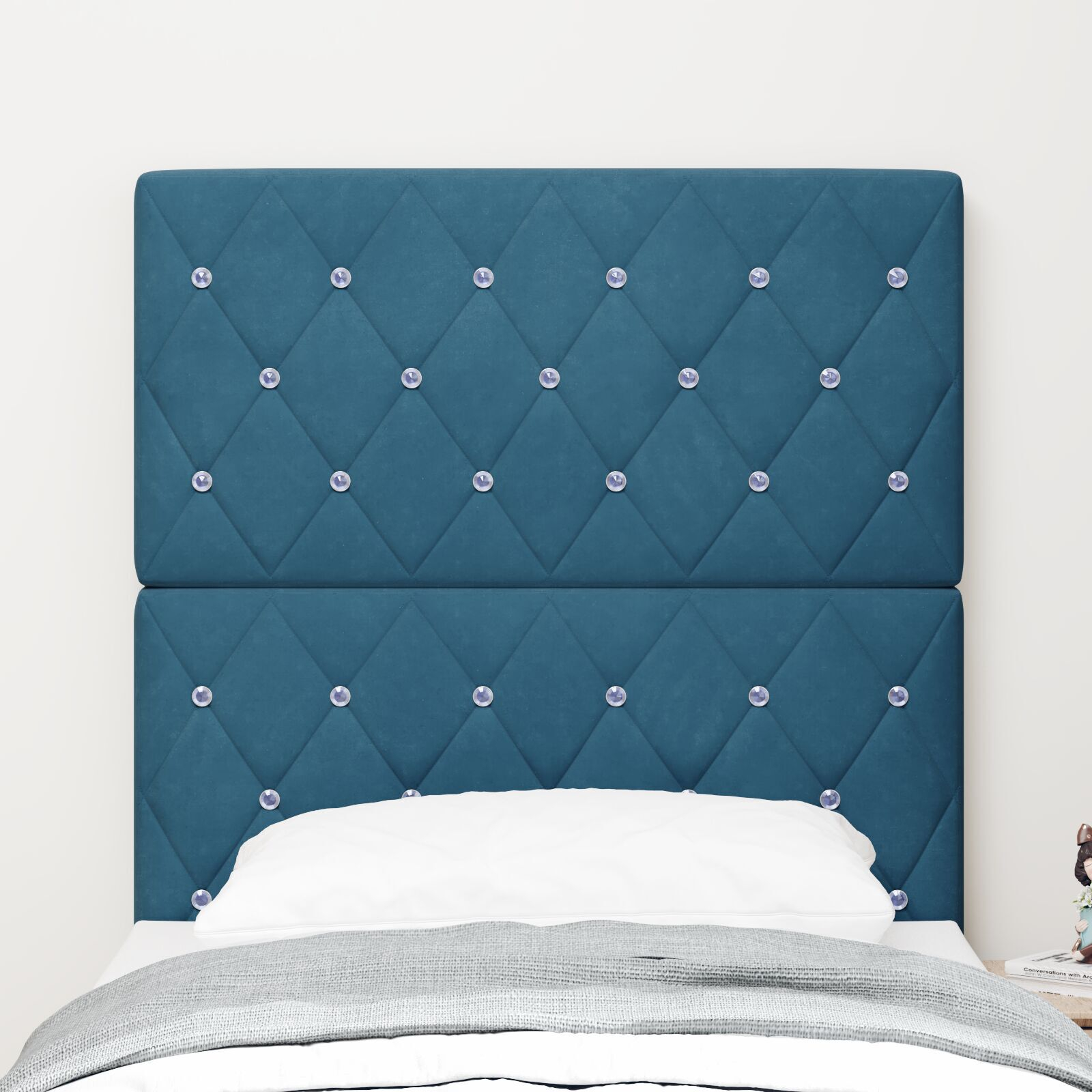 vidaXL Tăblie din Catifea Argyle Manual Albastru închis 80 cm Catifea vidaXL Tăblie din Catifea Argyle Manual Albastru închis 80 cm Catifea