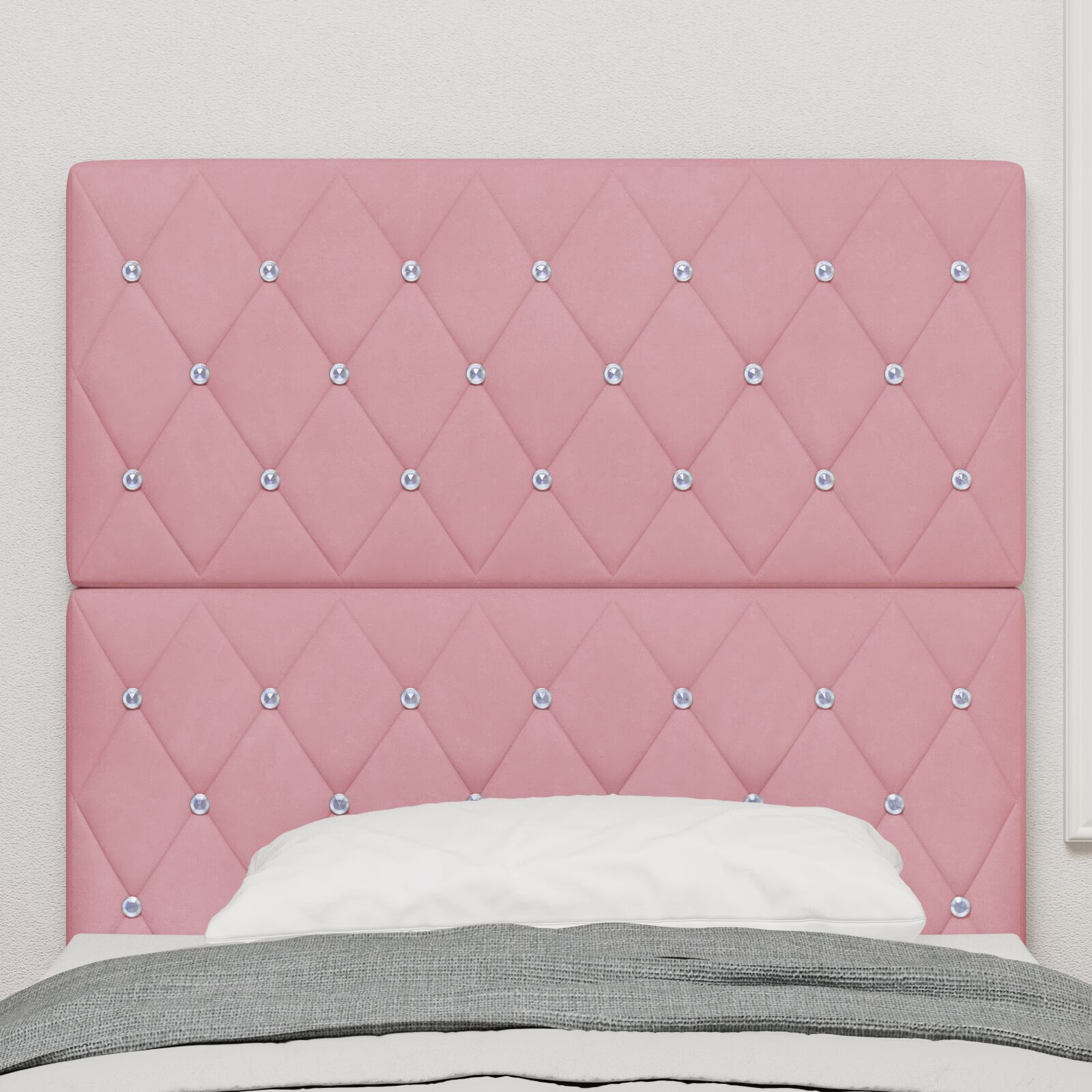 vidaXL Tăblie din Catifea Argyle cu headboard Manual Roz 90 cm Catifea