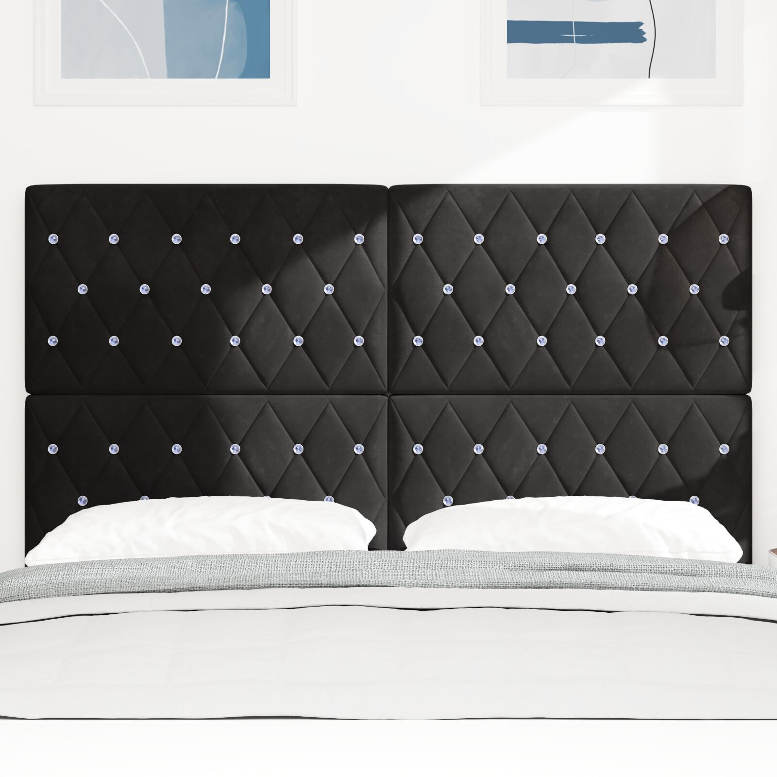 vidaXL Tăblie din Catifea Argyle cu headboard Negru 140 cm Catifea vidaXL Tăblie din Catifea Argyle cu headboard Negru 140 cm Catifea