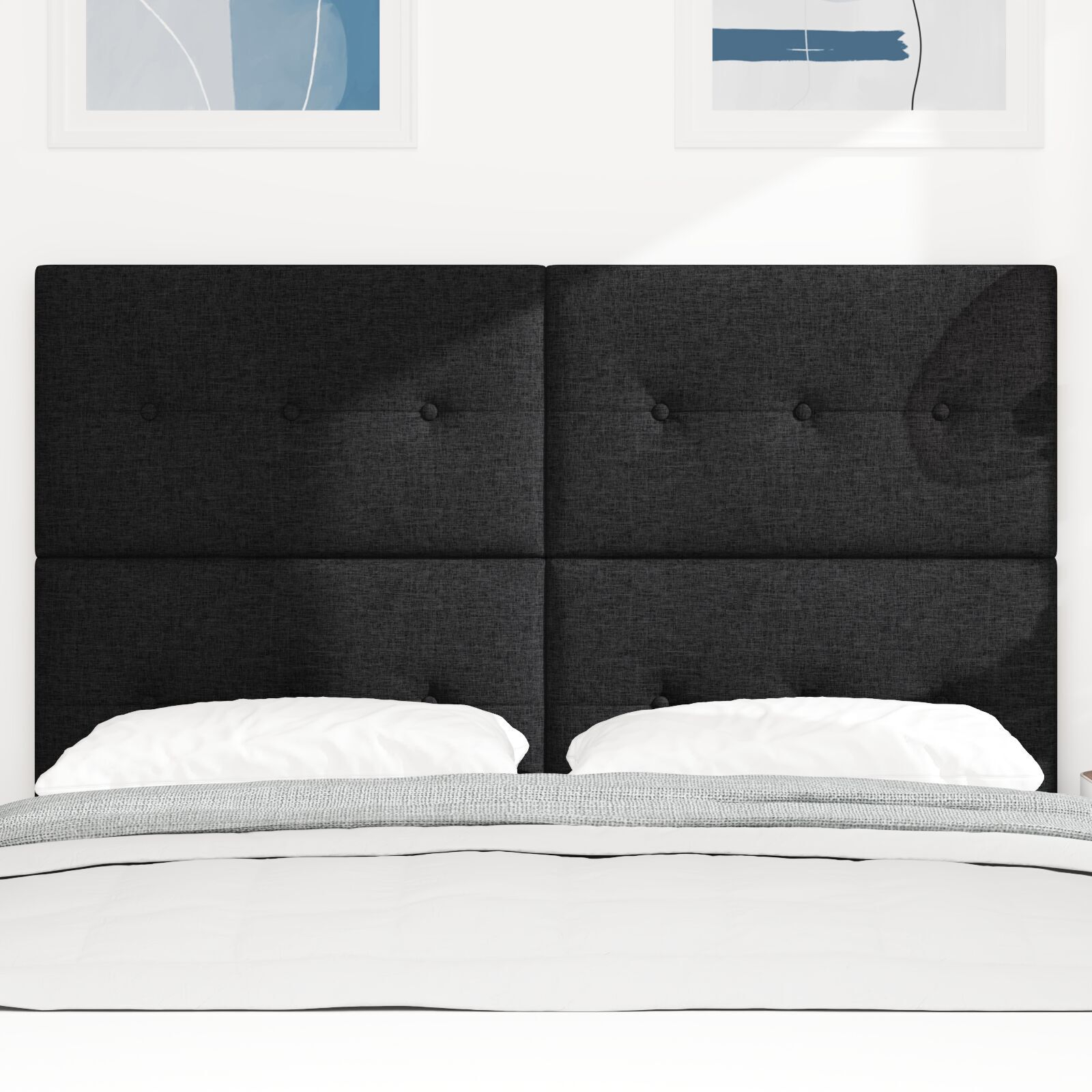 vidaXL Tăblie cap cu headboard Manual Negru 140 cm țesătură