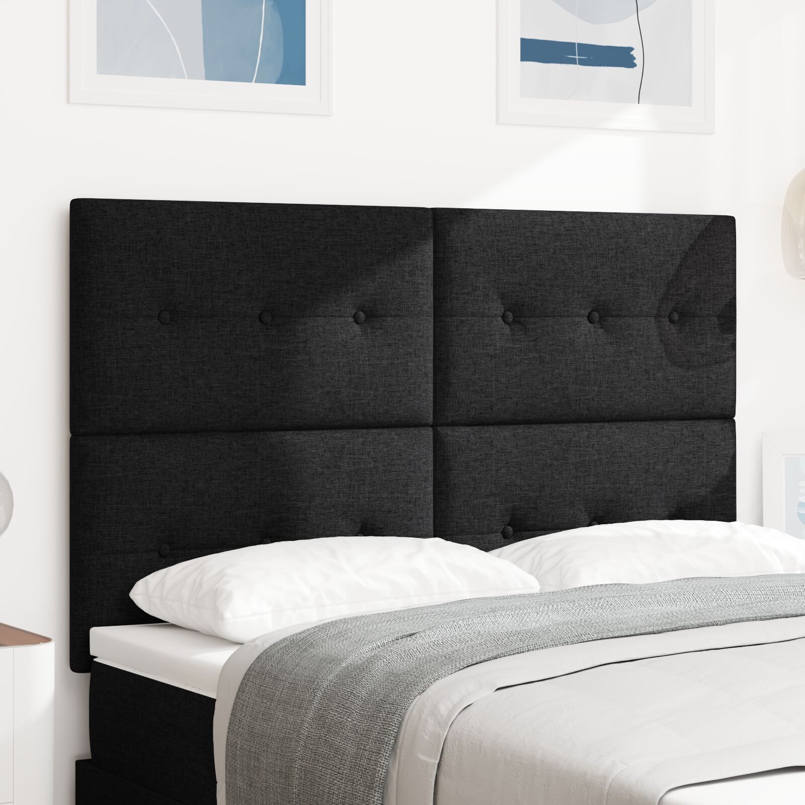 vidaXL Tăblie cap cu headboard Manual Negru 140 cm țesătură