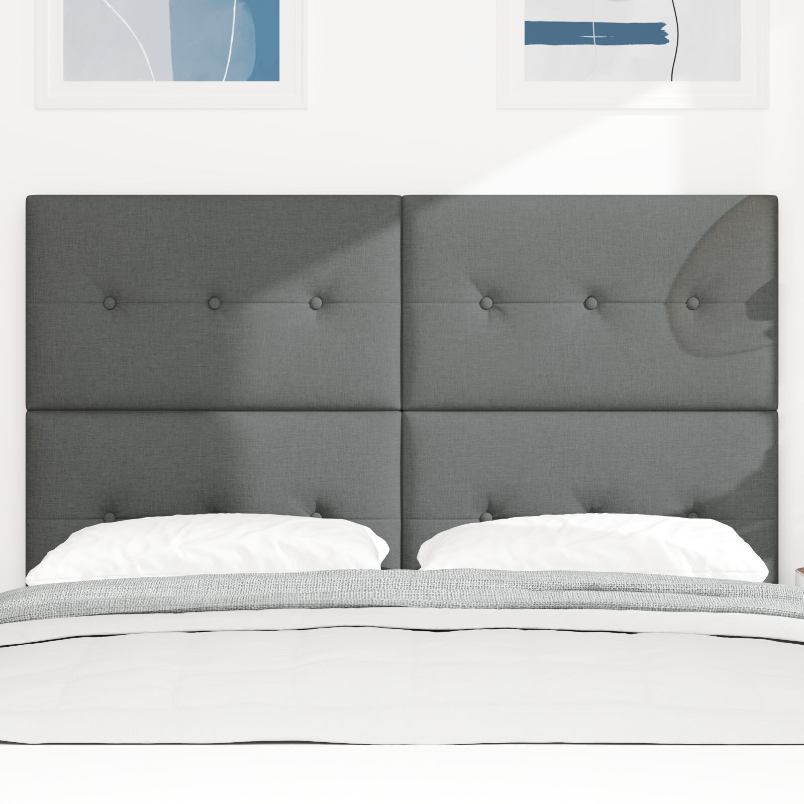 vidaXL Tăblie cap cu headboard Manual Gri închis 160 cm țesătură