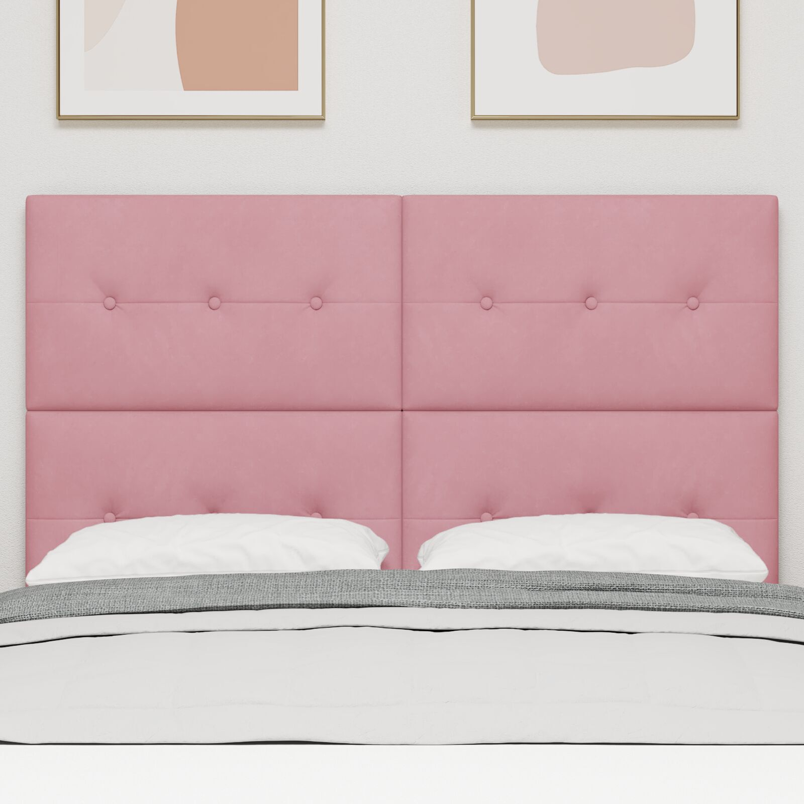 vidaXL Tăblie cap Pe perete cu headboard Manual Roz 160 cm Catifea vidaXL Tăblie cap Pe perete cu headboard Manual Roz 160 cm Catifea