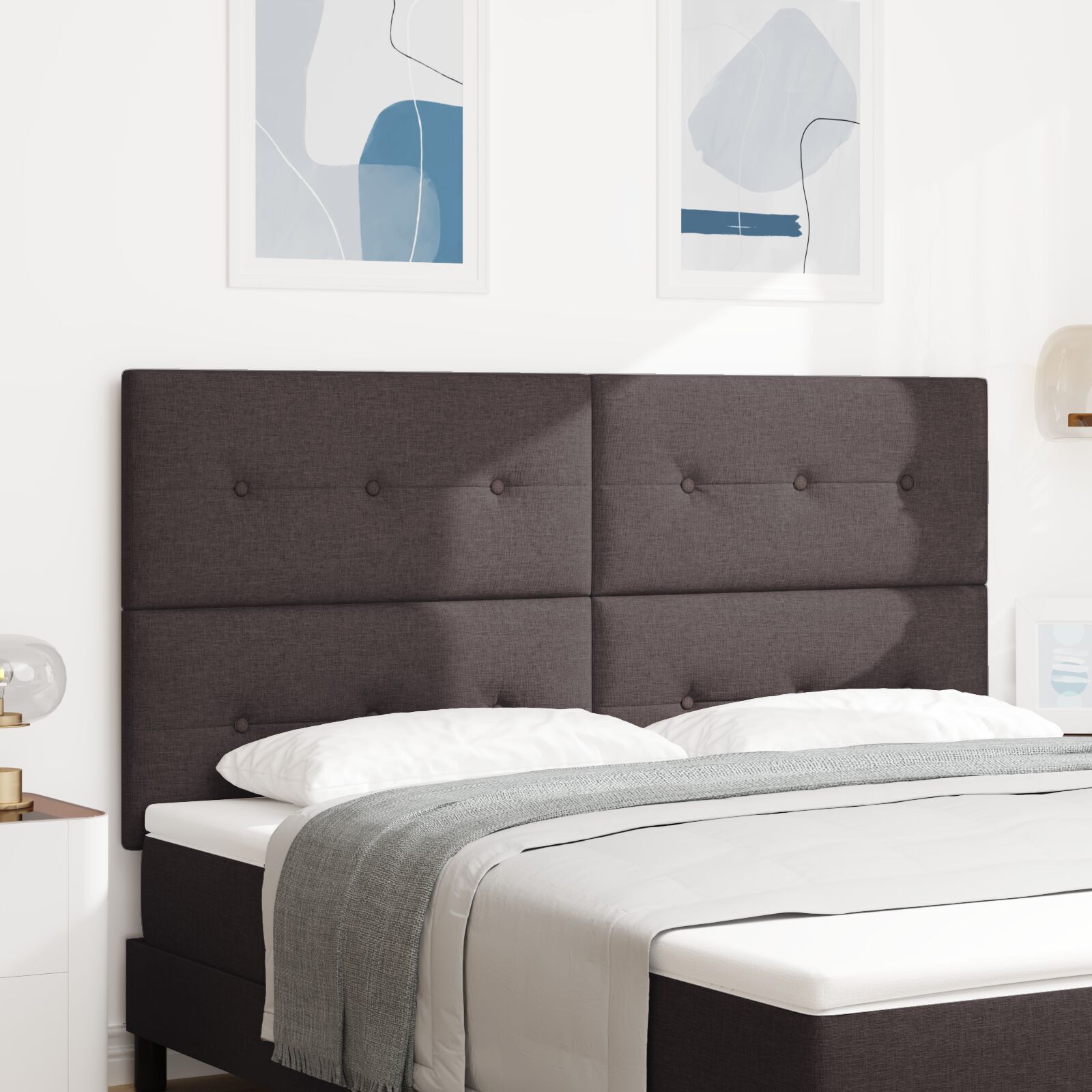 vidaXL Tăblie cap cu headboard Manual Maro închis 180 cm țesătură