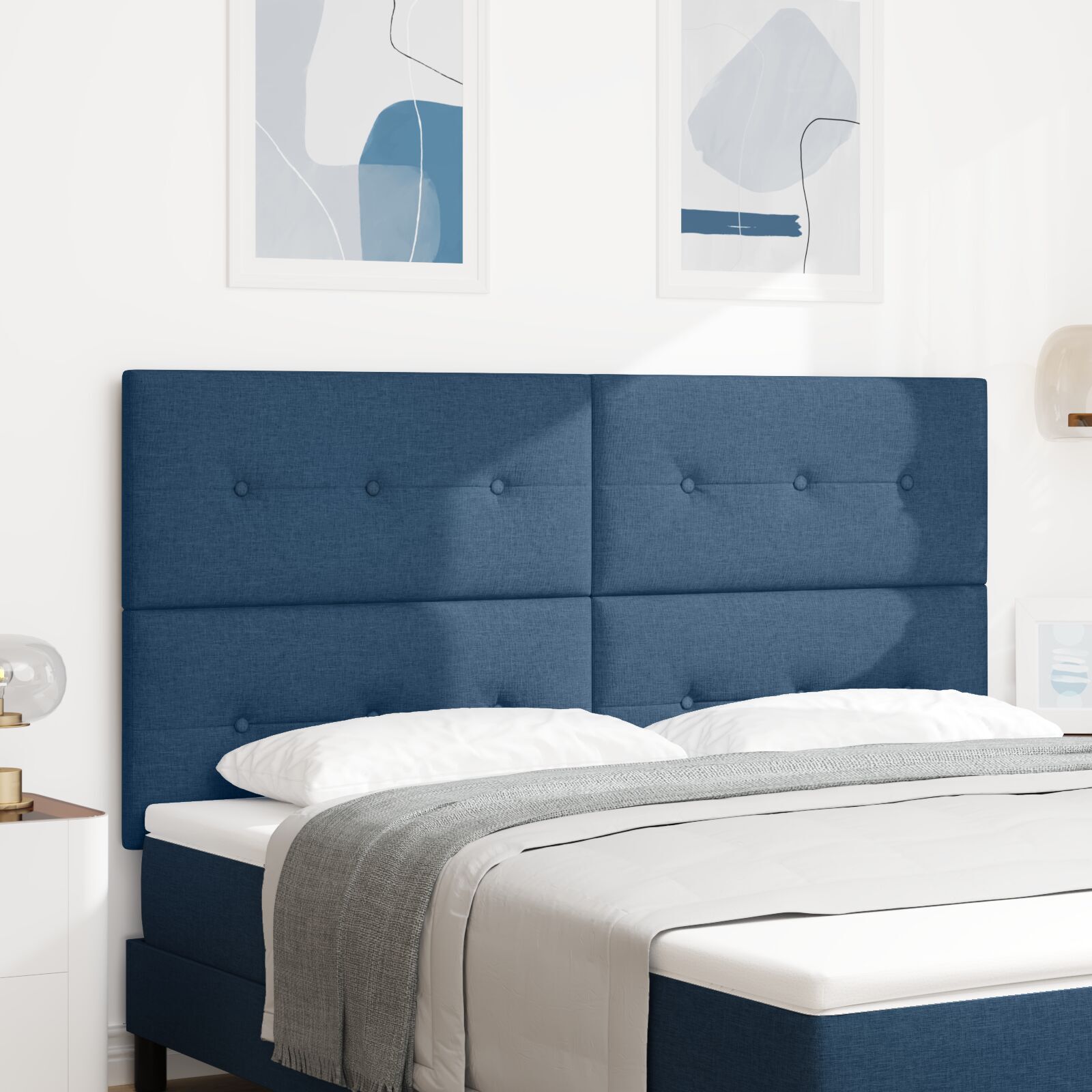 vidaXL Tăblie cap cu headboard Manual albastru 180 cm țesătură