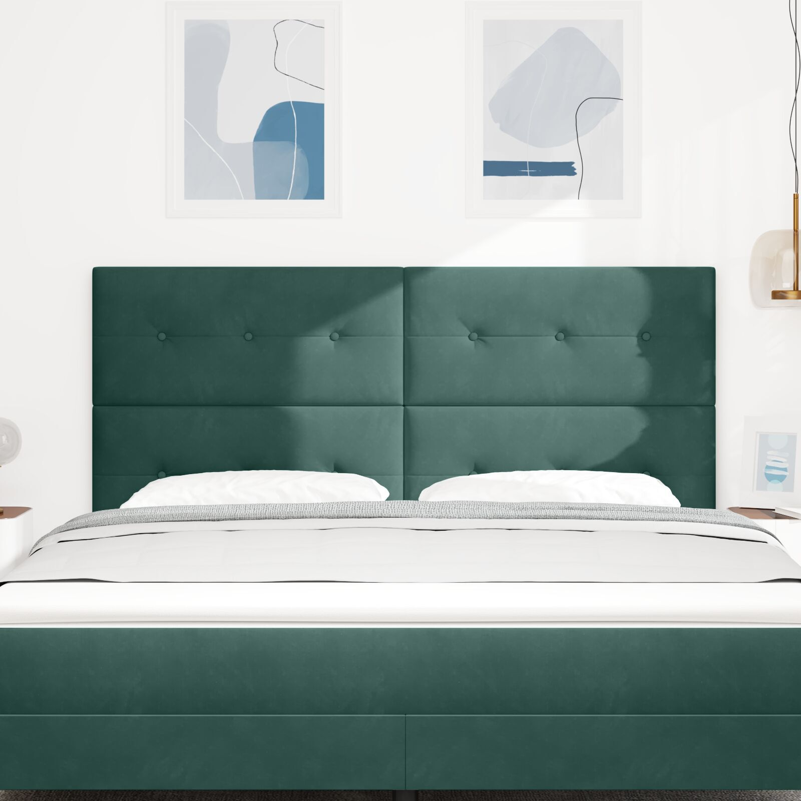 vidaXL Tăblie cap Pe perete cu headboard Verde închis 180 cm Catifea vidaXL Tăblie cap Pe perete cu headboard Verde închis 180 cm Catifea