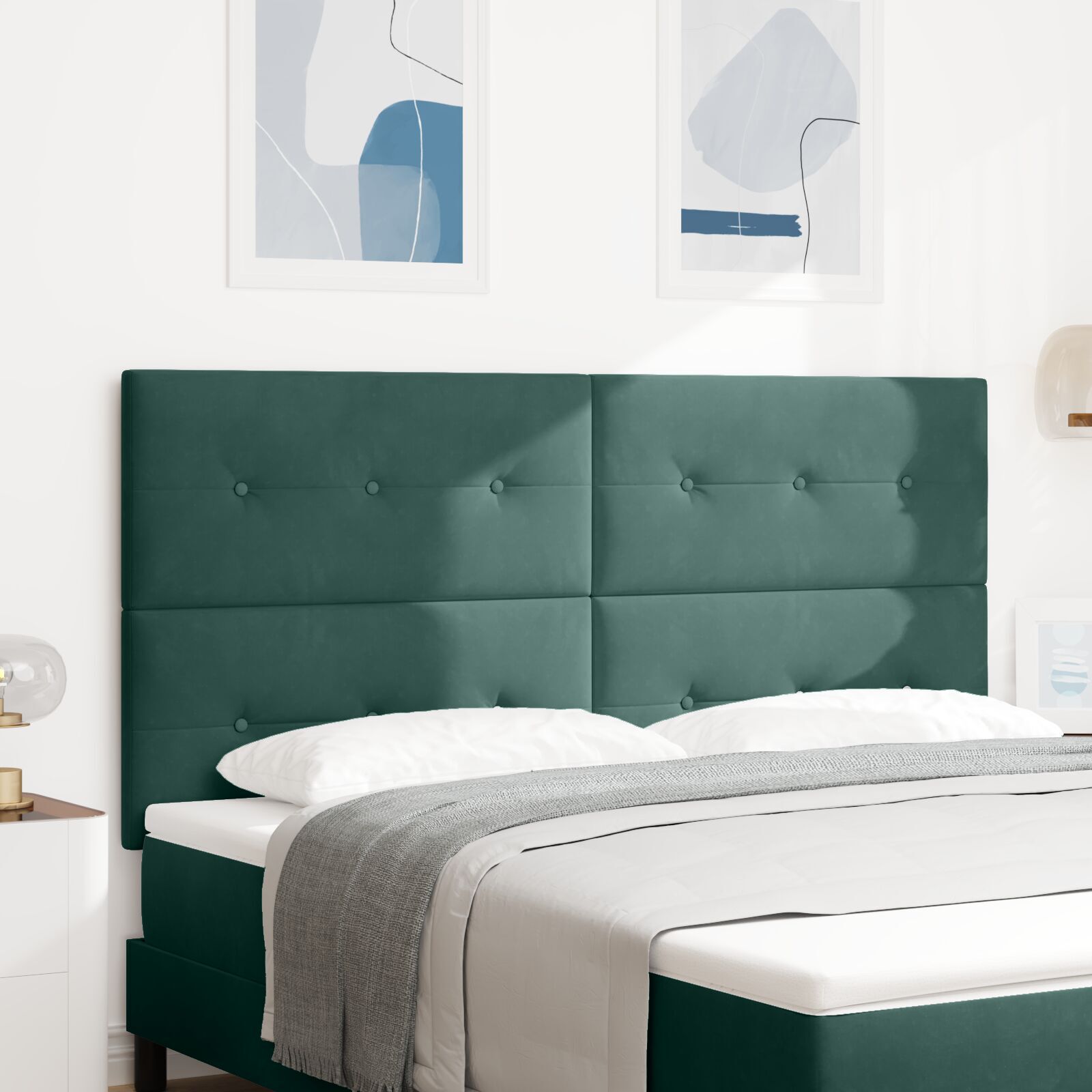 vidaXL Tăblie cap Pe perete cu headboard Verde închis 180 cm Catifea vidaXL Tăblie cap Pe perete cu headboard Verde închis 180 cm Catifea