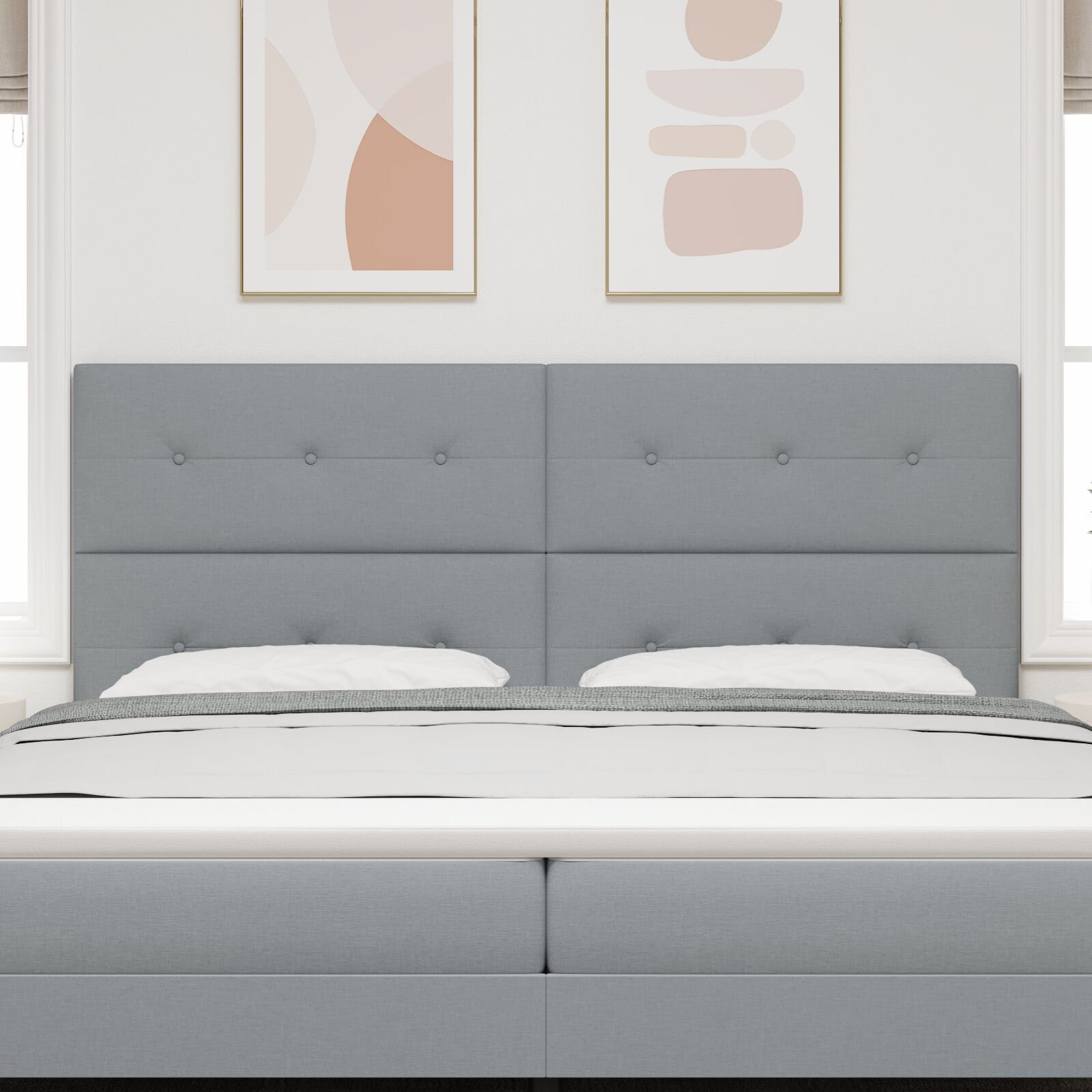 vidaXL Tăblie cap cu headboard Manual Gri deschis 200 cm țesătură
