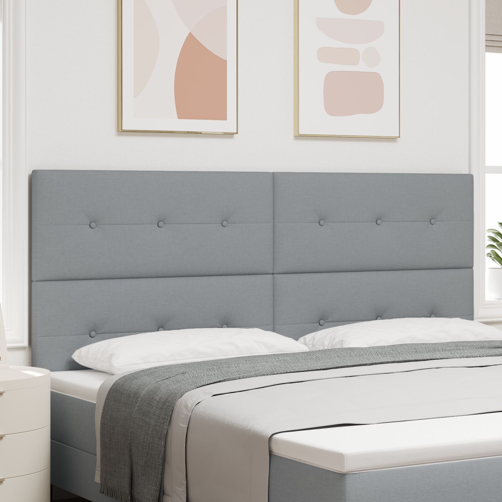 vidaXL Tăblie cap cu headboard Manual Gri deschis 200 cm țesătură
