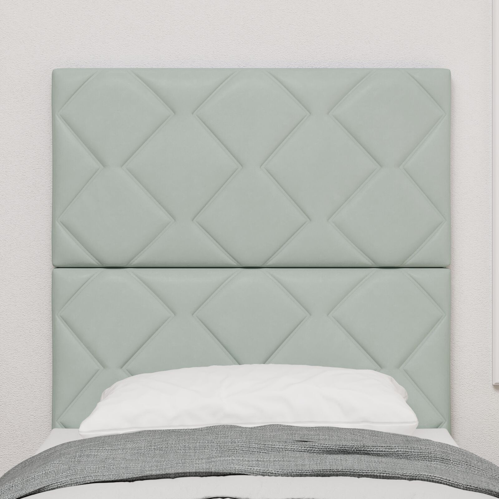 vidaXL Tăblie cap Pe perete Geometric Manual Gri deschis 80 cm Catifea vidaXL Tăblie cap Pe perete Geometric Manual Gri deschis 80 cm Catifea