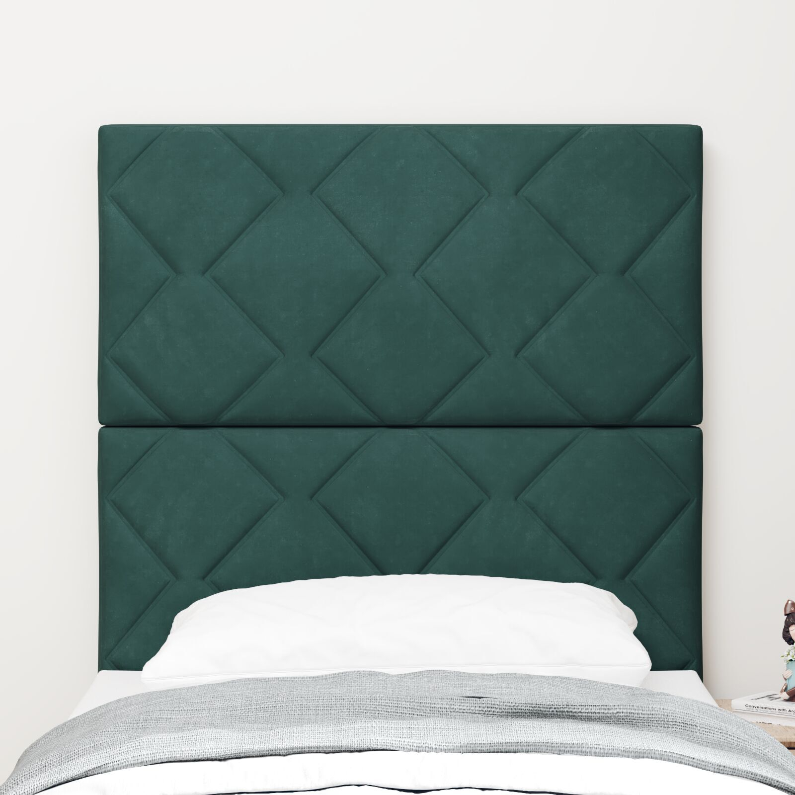 vidaXL Tăblie cap Pe perete Geometric Verde închis 80 cm Catifea vidaXL Tăblie cap Pe perete Geometric Verde închis 80 cm Catifea