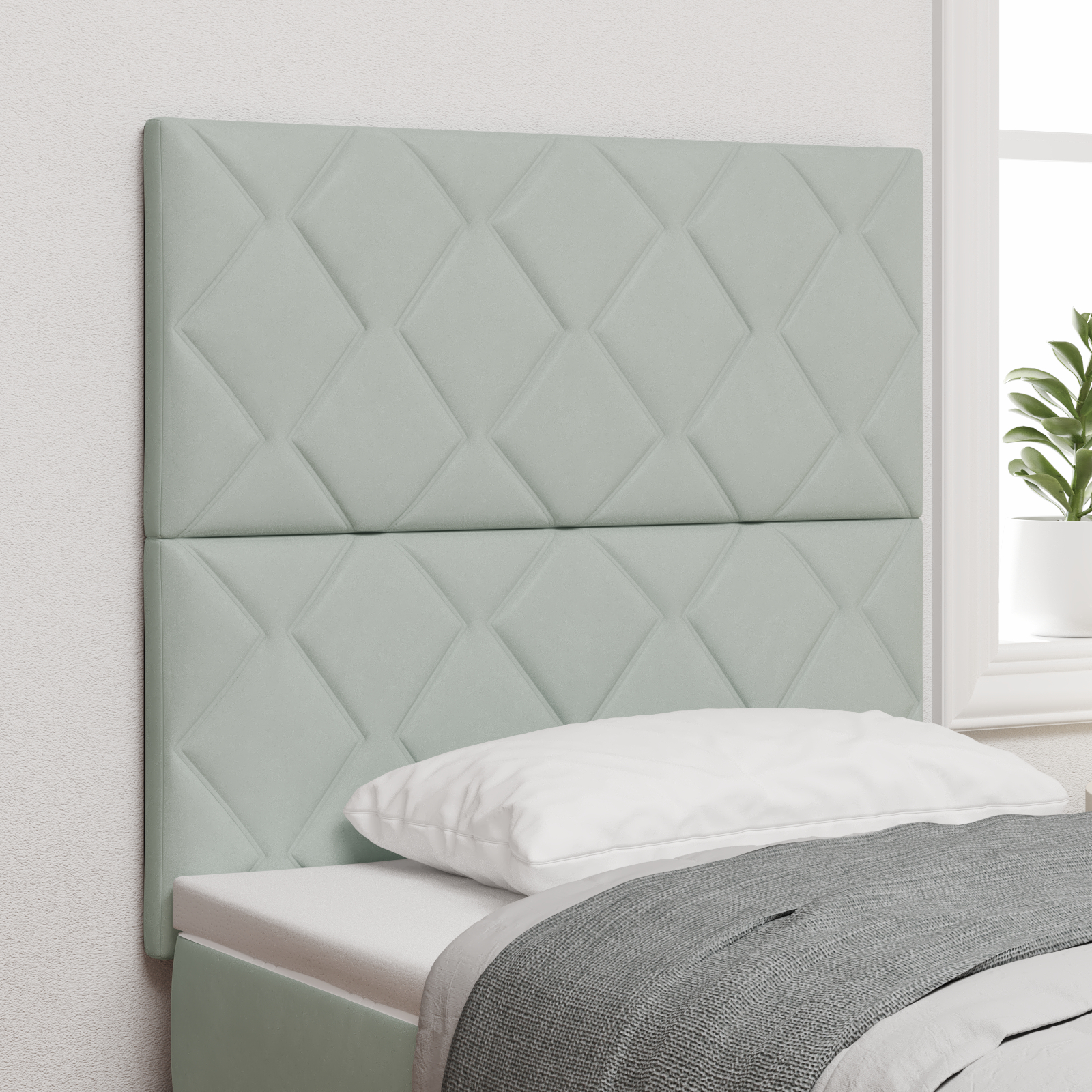 vidaXL Tăblie cap Pe perete Geometric Manual Gri deschis 90 cm Catifea vidaXL Tăblie cap Pe perete Geometric Manual Gri deschis 90 cm Catifea