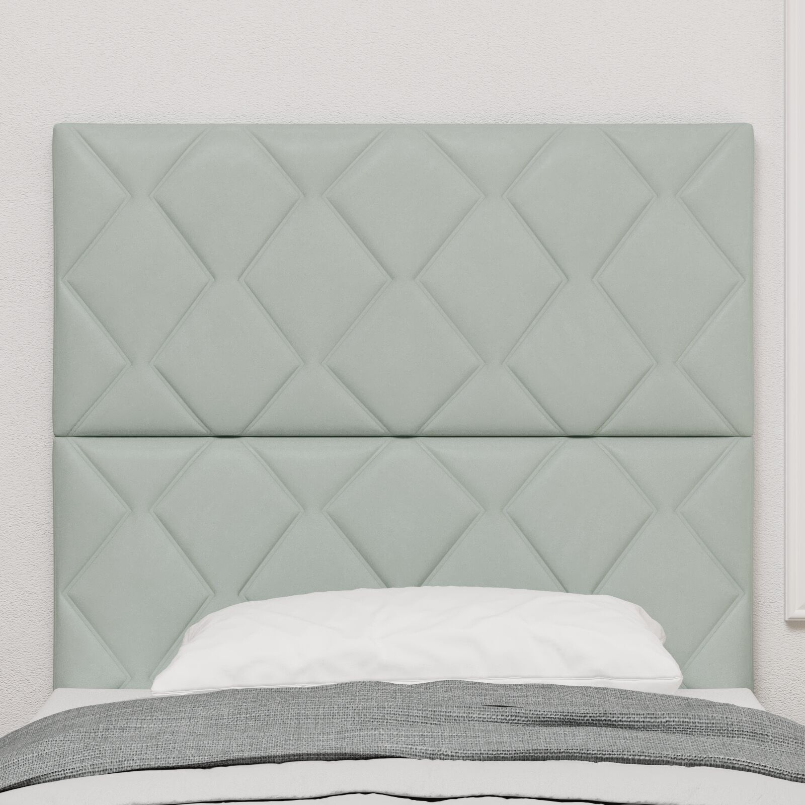 vidaXL Tăblie cap Pe perete Geometric Gri deschis 100 cm Catifea vidaXL Tăblie cap Pe perete Geometric Gri deschis 100 cm Catifea