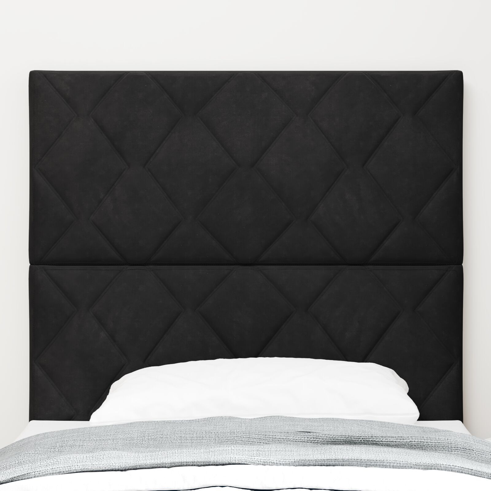 vidaXL Tăblie cap Pe perete Geometric Manual Negru 100 cm Catifea vidaXL Tăblie cap Pe perete Geometric Manual Negru 100 cm Catifea
