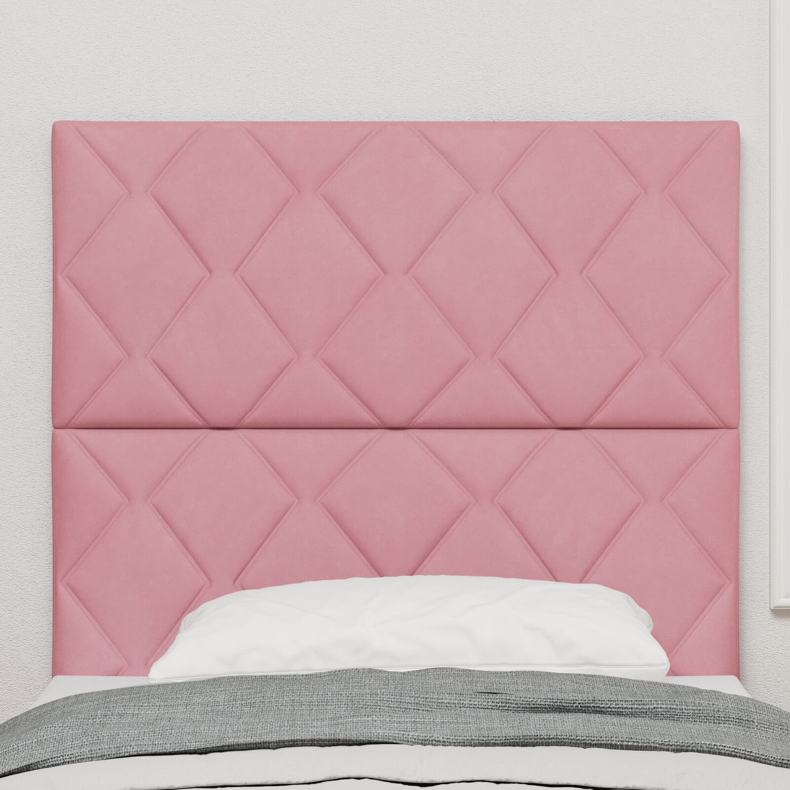 vidaXL Tăblie cap Pe perete Geometric cu headboard Roz 100 cm Catifea vidaXL Tăblie cap Pe perete Geometric cu headboard Roz 100 cm Catifea