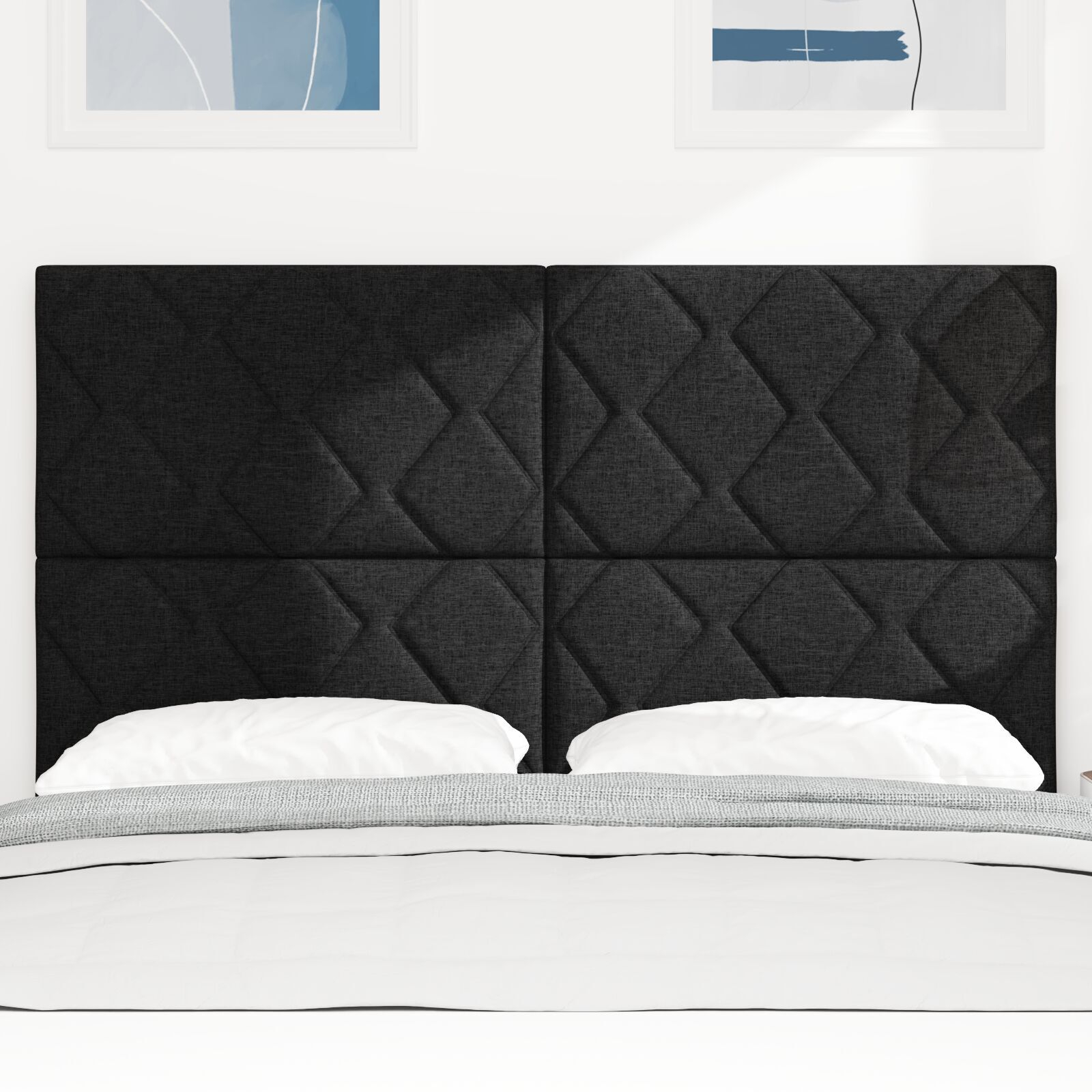 vidaXL Tăblie din Țesătură Geometric Manual Negru 140 cm țesătură vidaXL Tăblie din Țesătură Geometric Manual Negru 140 cm țesătură
