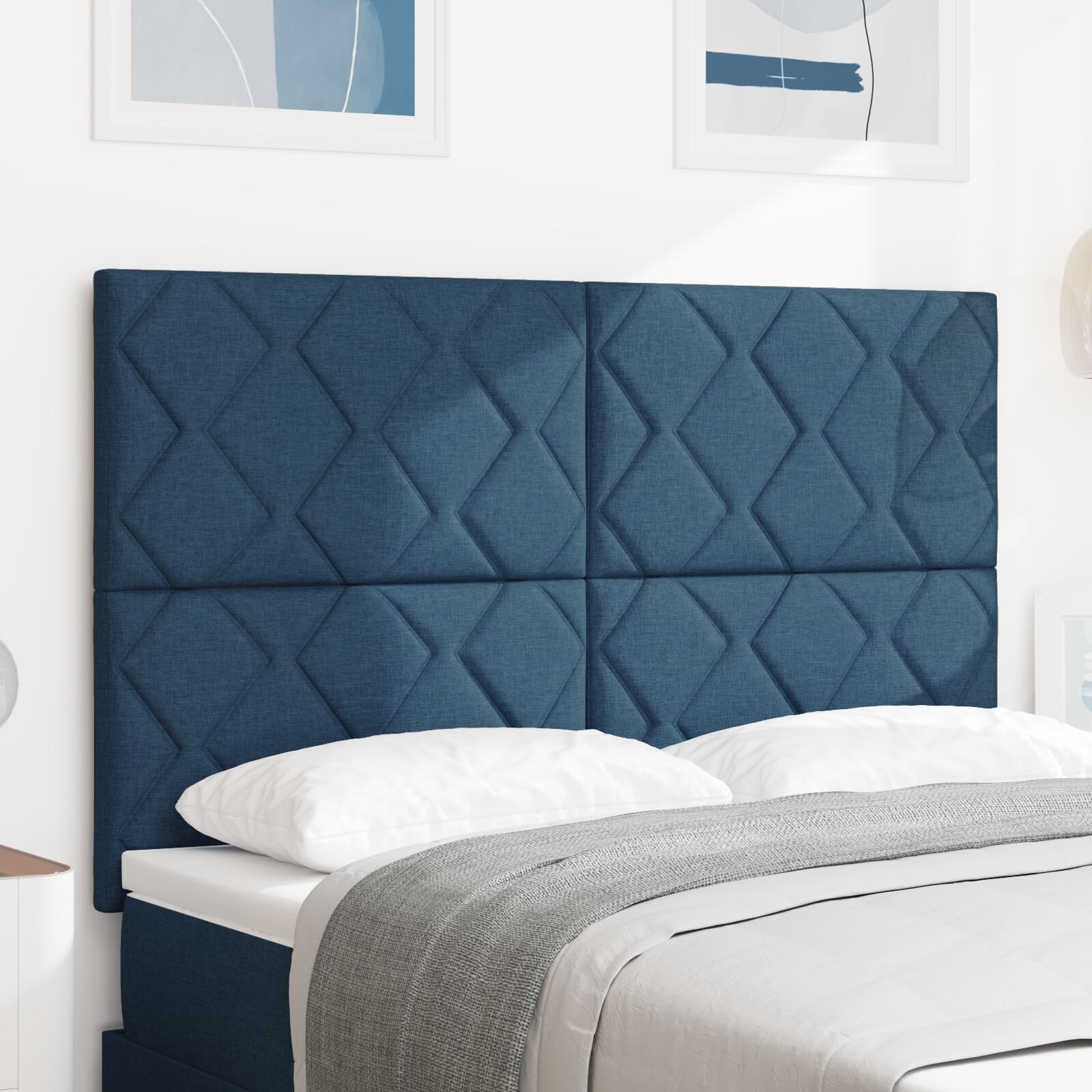 vidaXL Tăblie din Țesătură Geometric Manual albastru 140 cm țesătură vidaXL Tăblie din Țesătură Geometric Manual albastru 140 cm țesătură