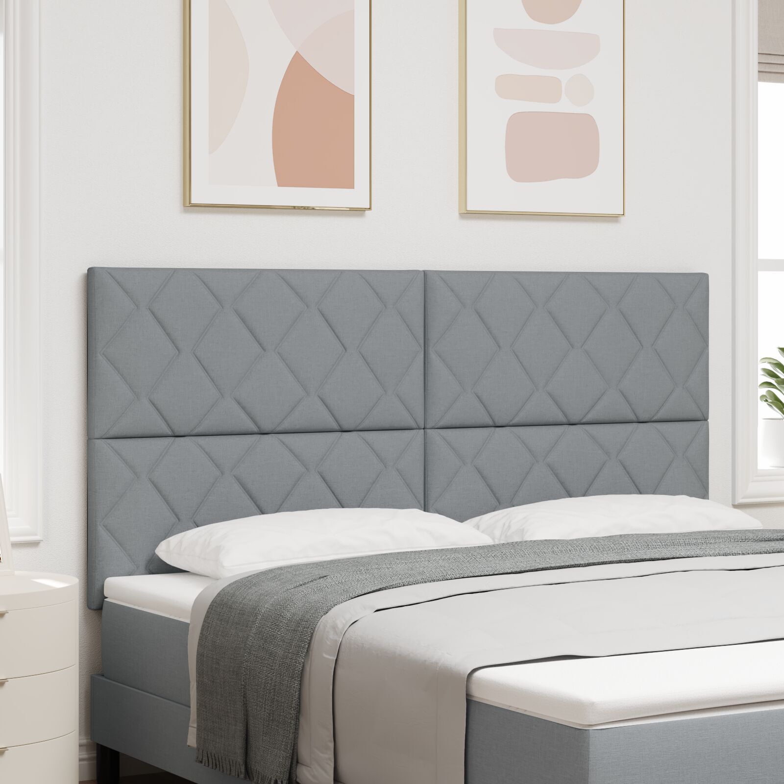 vidaXL Tăblie din Țesătură Geometric Gri deschis 180 cm țesătură vidaXL Tăblie din Țesătură Geometric Gri deschis 180 cm țesătură