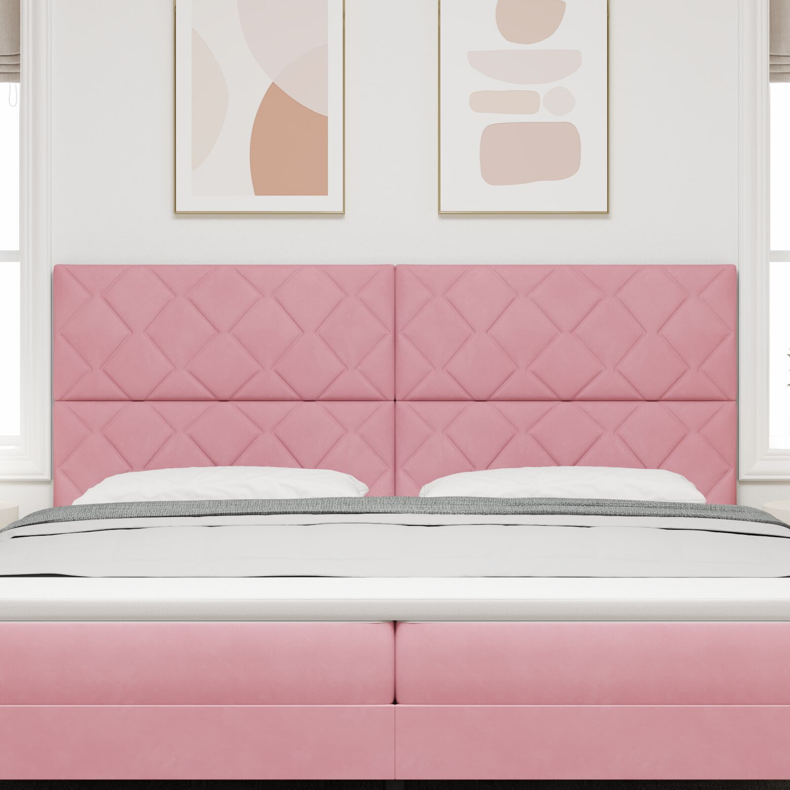 vidaXL Tăblie cap cu headboard Roz 200 cm Catifea