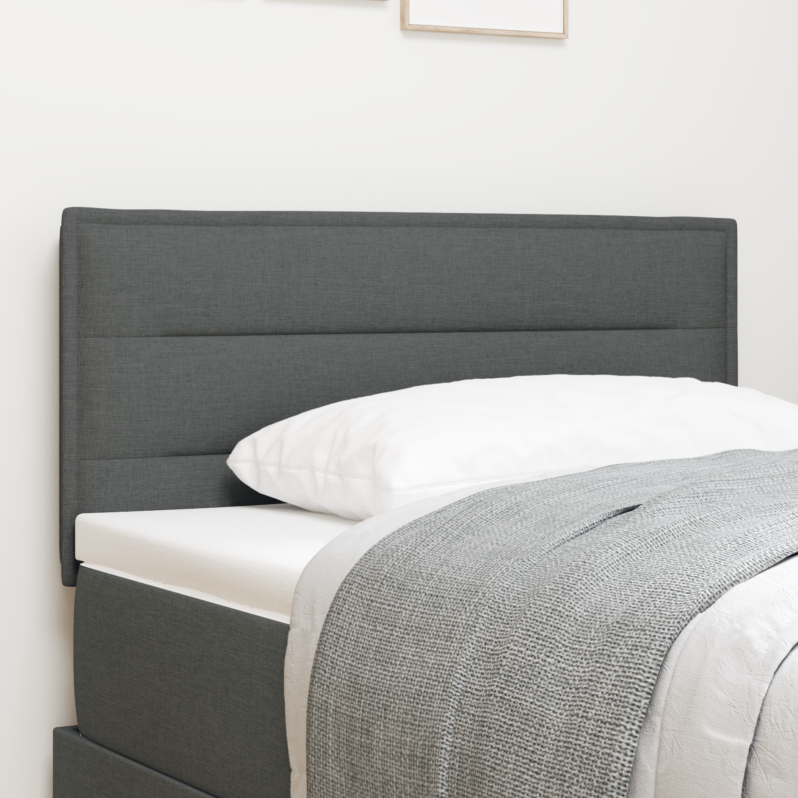 vidaXL Cap de pat LED Design Linii Gri Închis 80 cm Țesătură