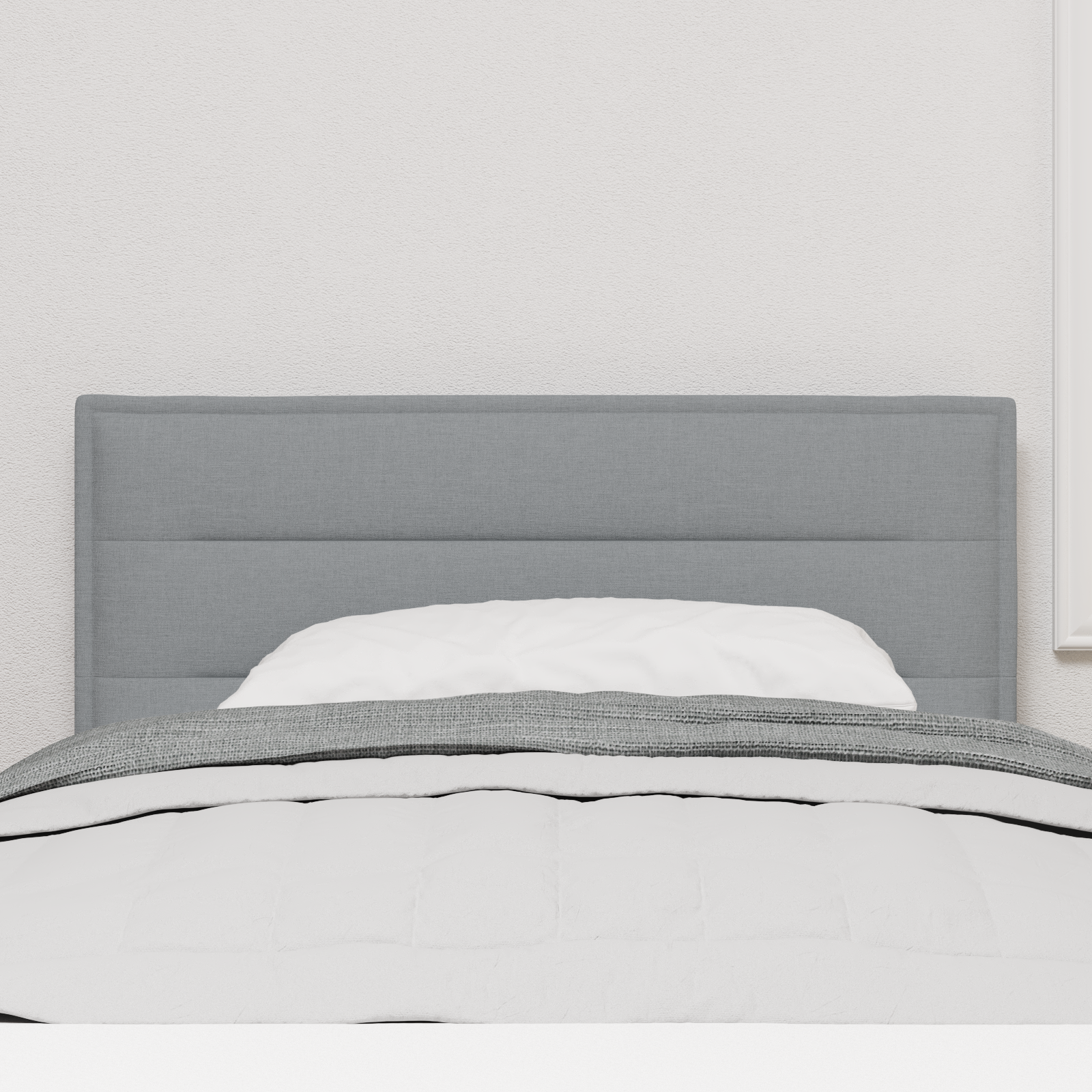 vidaXL Cap de Pat cu LED Design Linii Gri Deschis 90 cm Țesătură