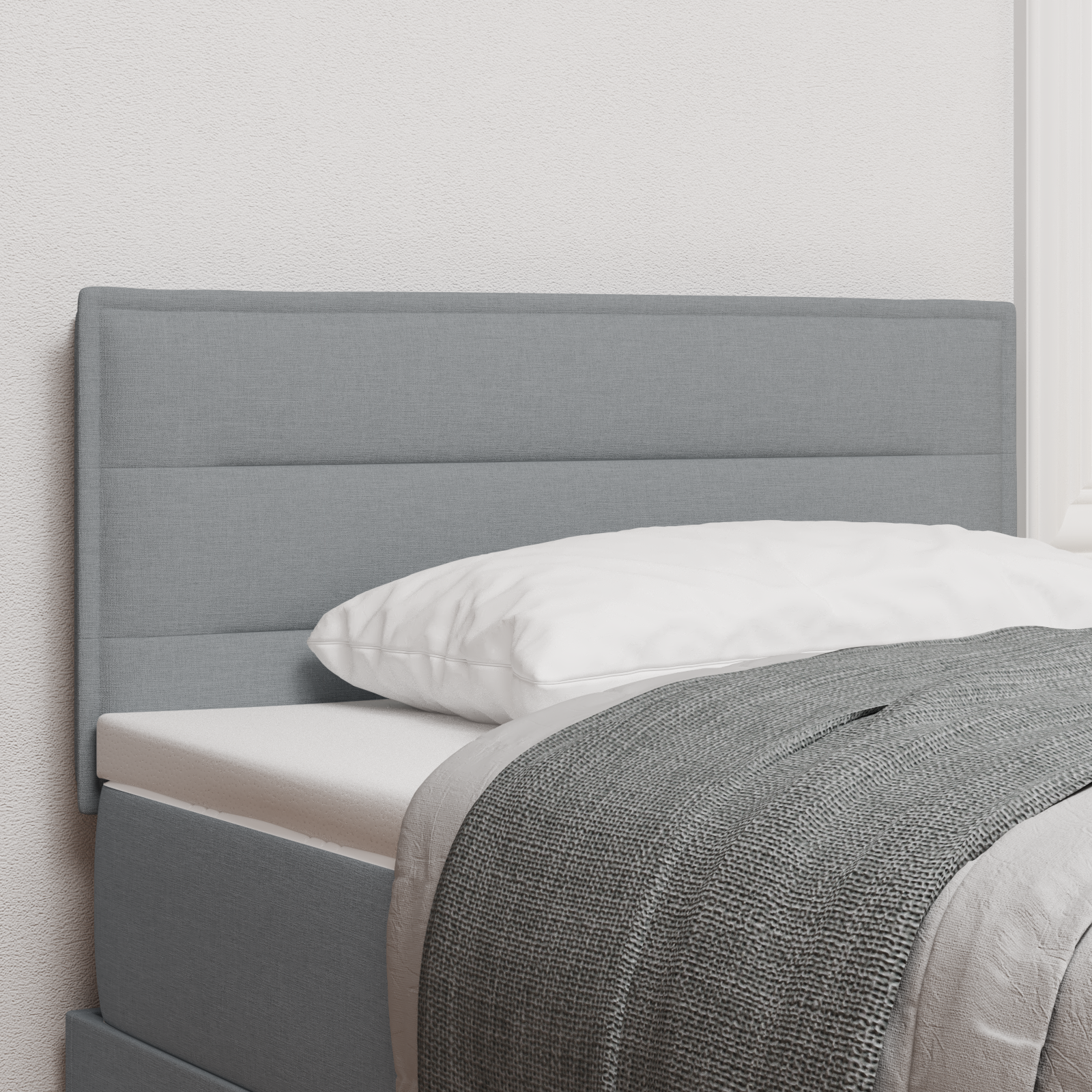 vidaXL Cap de pat design linii gri deschis 100 cm din țesătură
