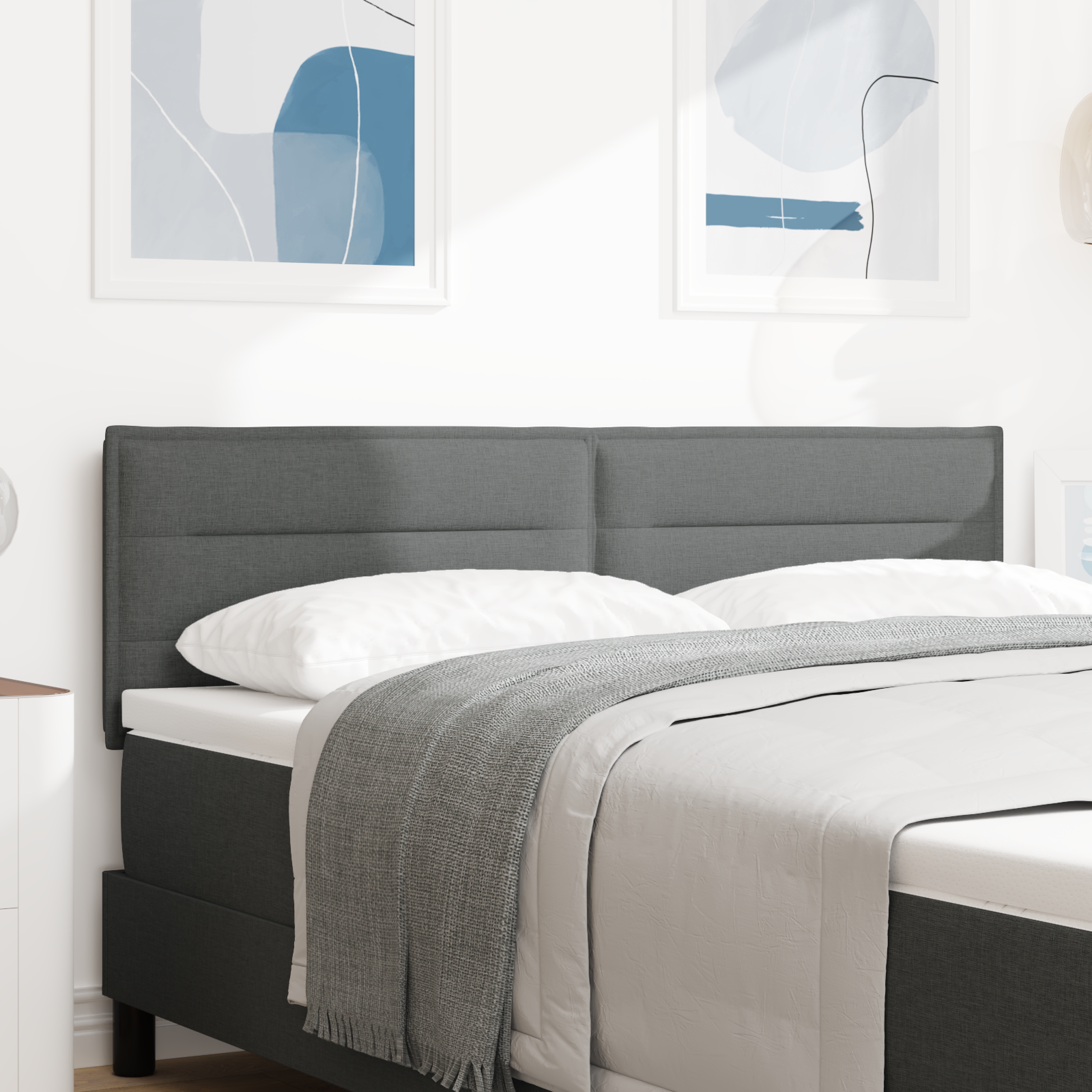 vidaXL Headboard LED Design Linii Gri Întunecos 80 cm Țesătură vidaXL Headboard LED Design Linii Gri Întunecos 80 cm Țesătură