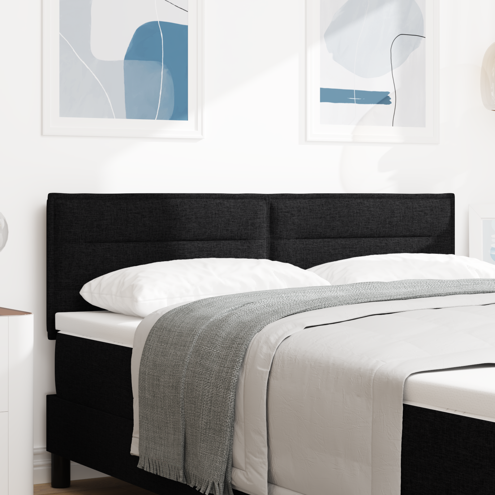 vidaXL Cap de pat LED Design Linii Negru 80 cm Țesătură vidaXL Cap de pat LED Design Linii Negru 80 cm Țesătură