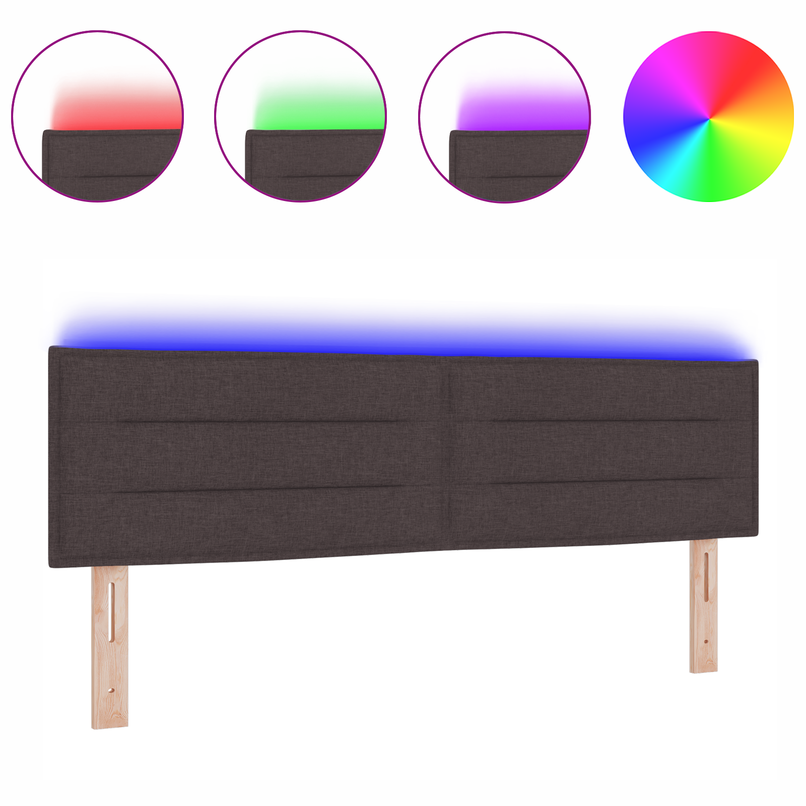 vidaXL Cap de pat LED Design Linii Maro închis 160 cm Țesătură