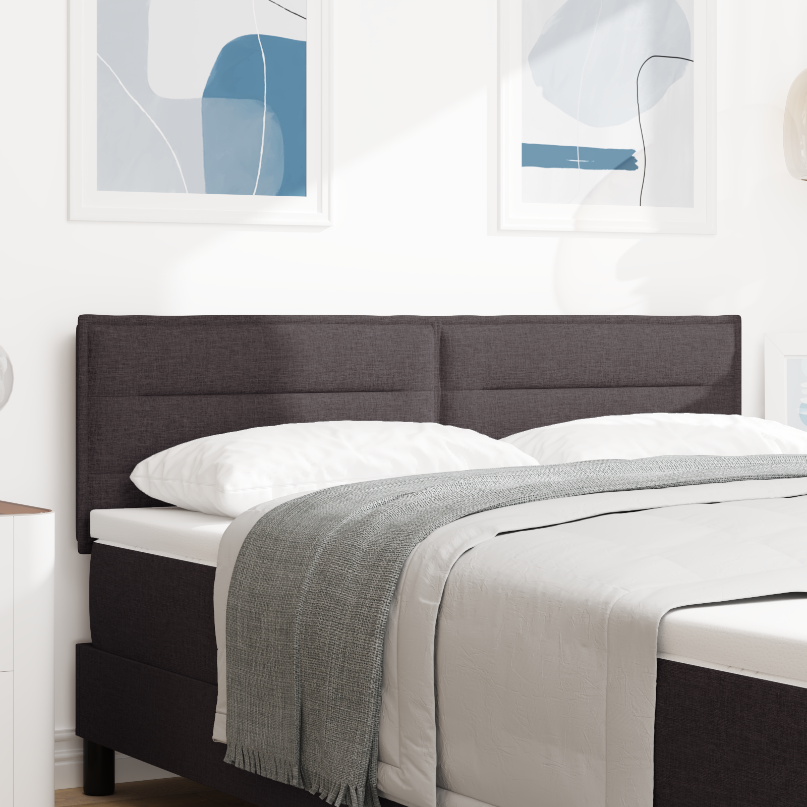 vidaXL Cap de pat LED Design Linii Maro închis 160 cm Țesătură