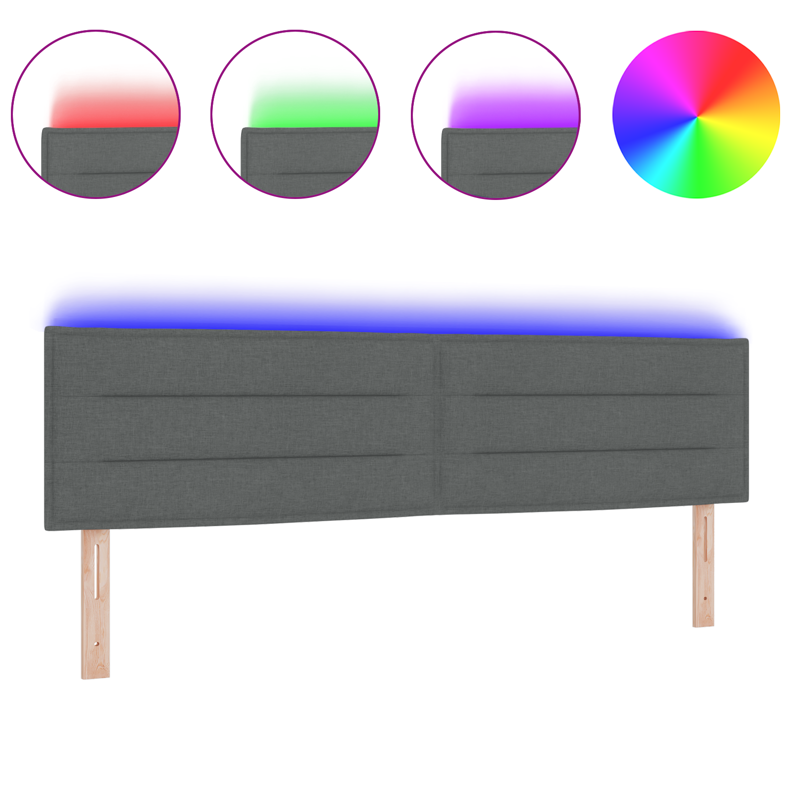 vidaXL Cap de pat LED Design Linii Gri 180 cm Țesătură