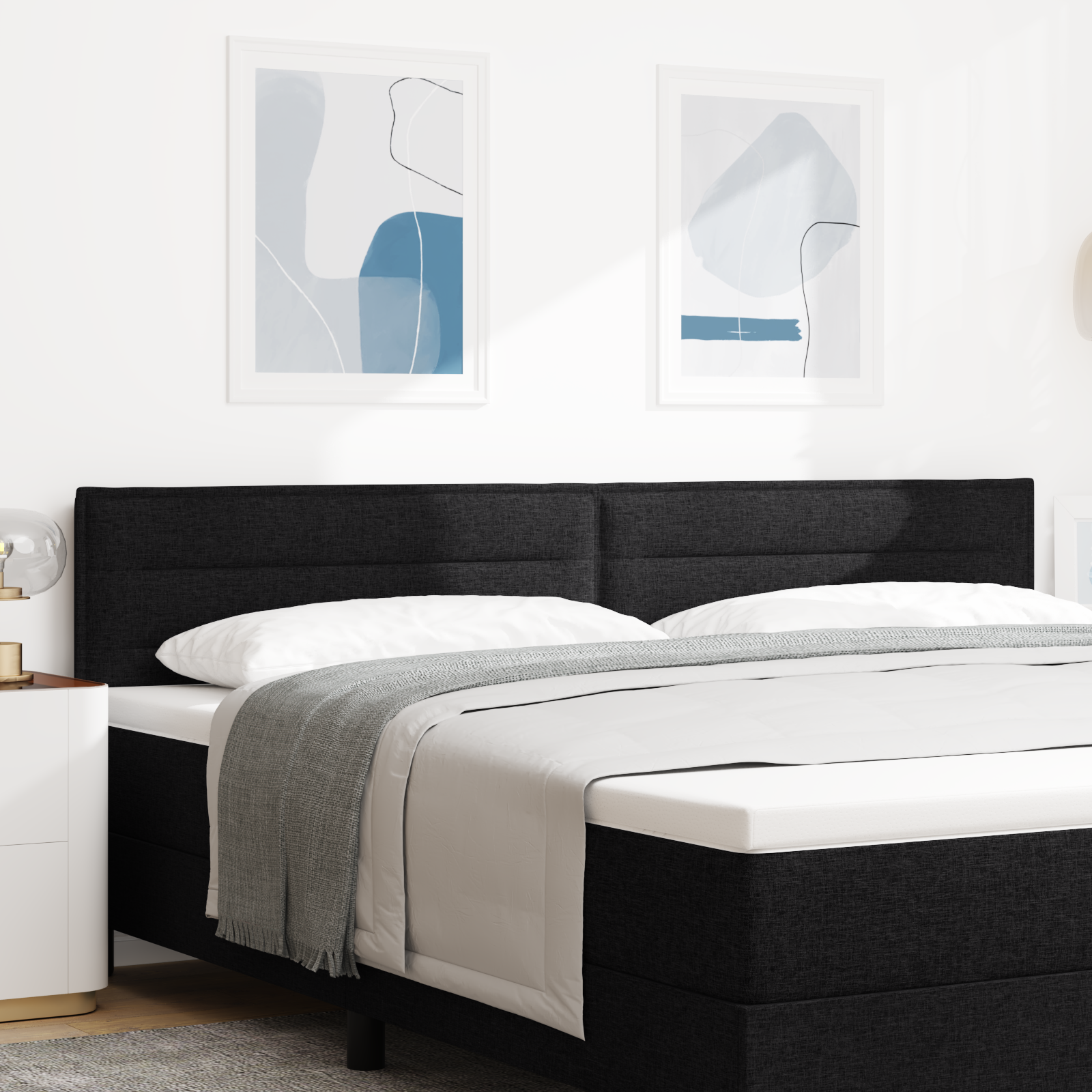 vidaXL Cap de Pat LED Design Linii Negru 200 cm Țesătură vidaXL Cap de Pat LED Design Linii Negru 200 cm Țesătură