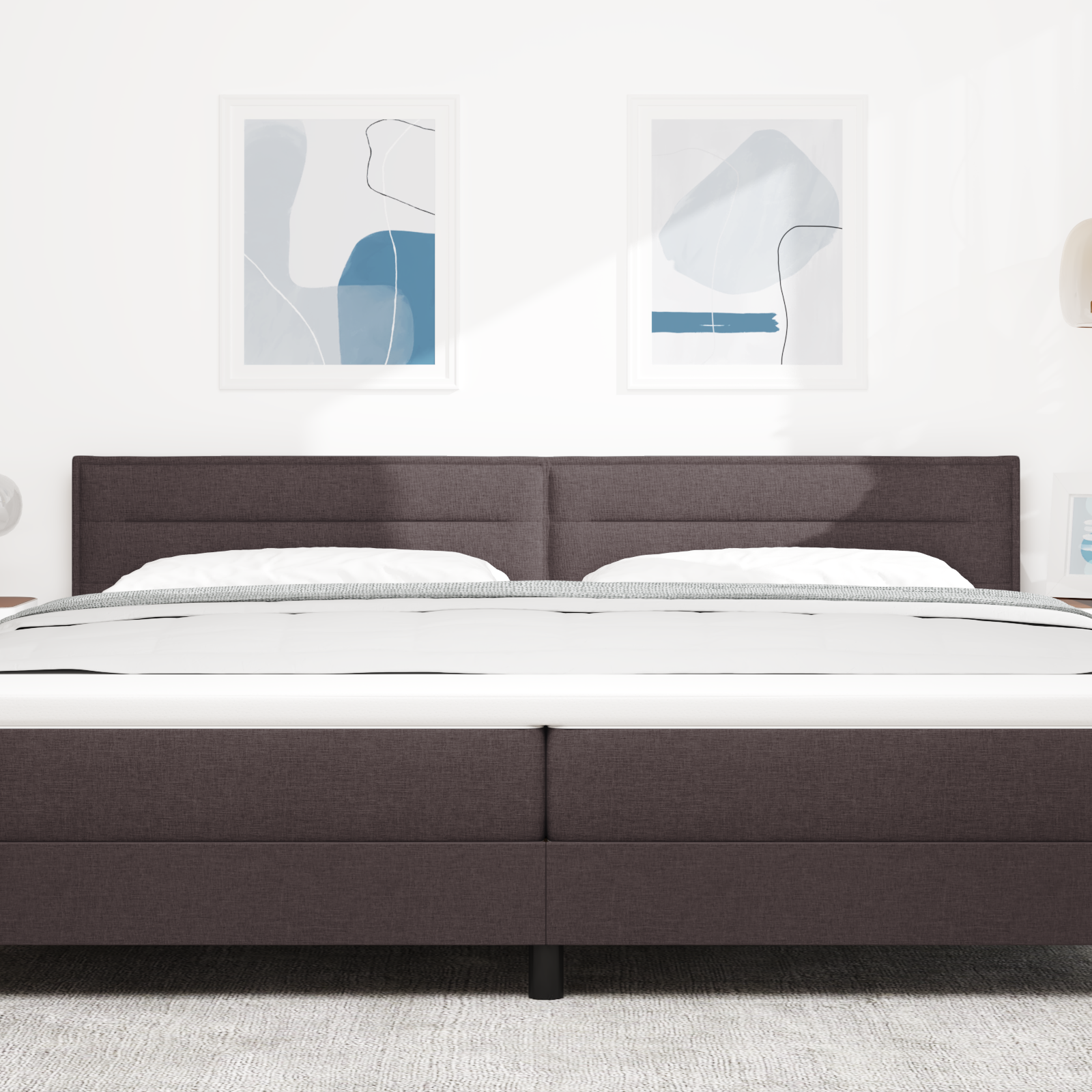 vidaXL Cap de Pat Design Linii Maro Închis 100 cm Țesătură