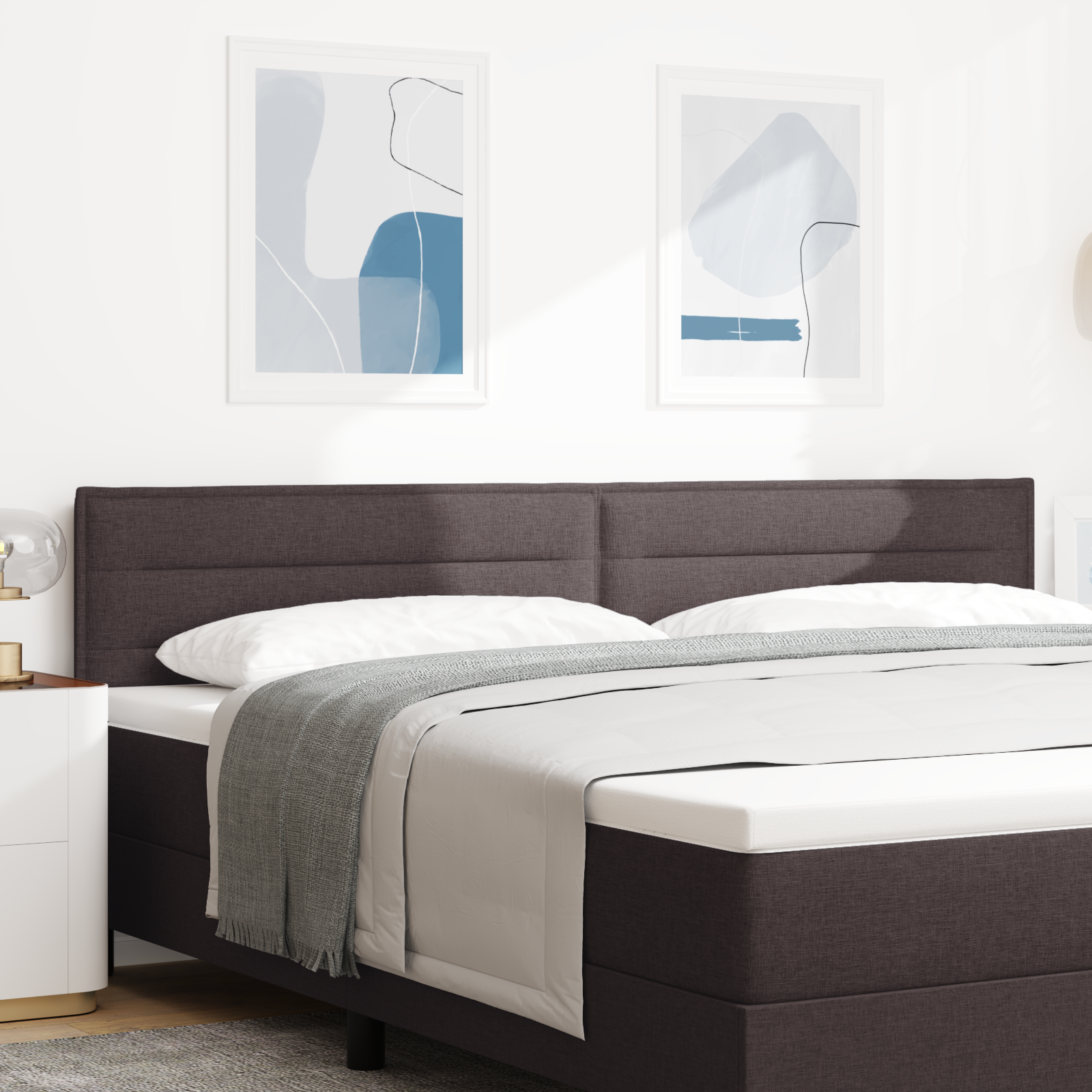 vidaXL Cap de Pat Design Linii Maro Închis 100 cm Țesătură