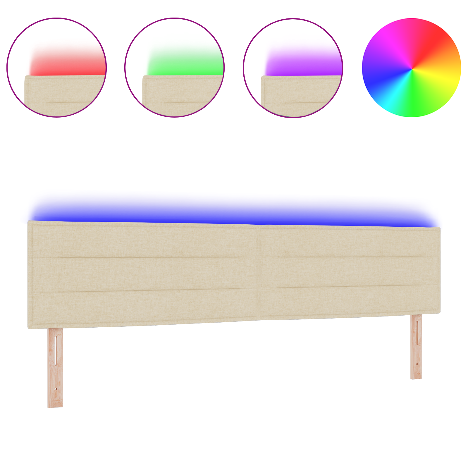 vidaXL Cap de pat LED Design Linii Crem 200 cm Țesătură vidaXL Cap de pat LED Design Linii Crem 200 cm Țesătură