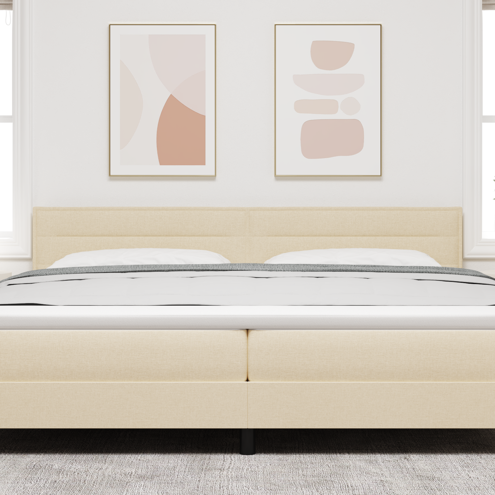 vidaXL Cap de pat LED Design Linii Crem 200 cm Țesătură vidaXL Cap de pat LED Design Linii Crem 200 cm Țesătură